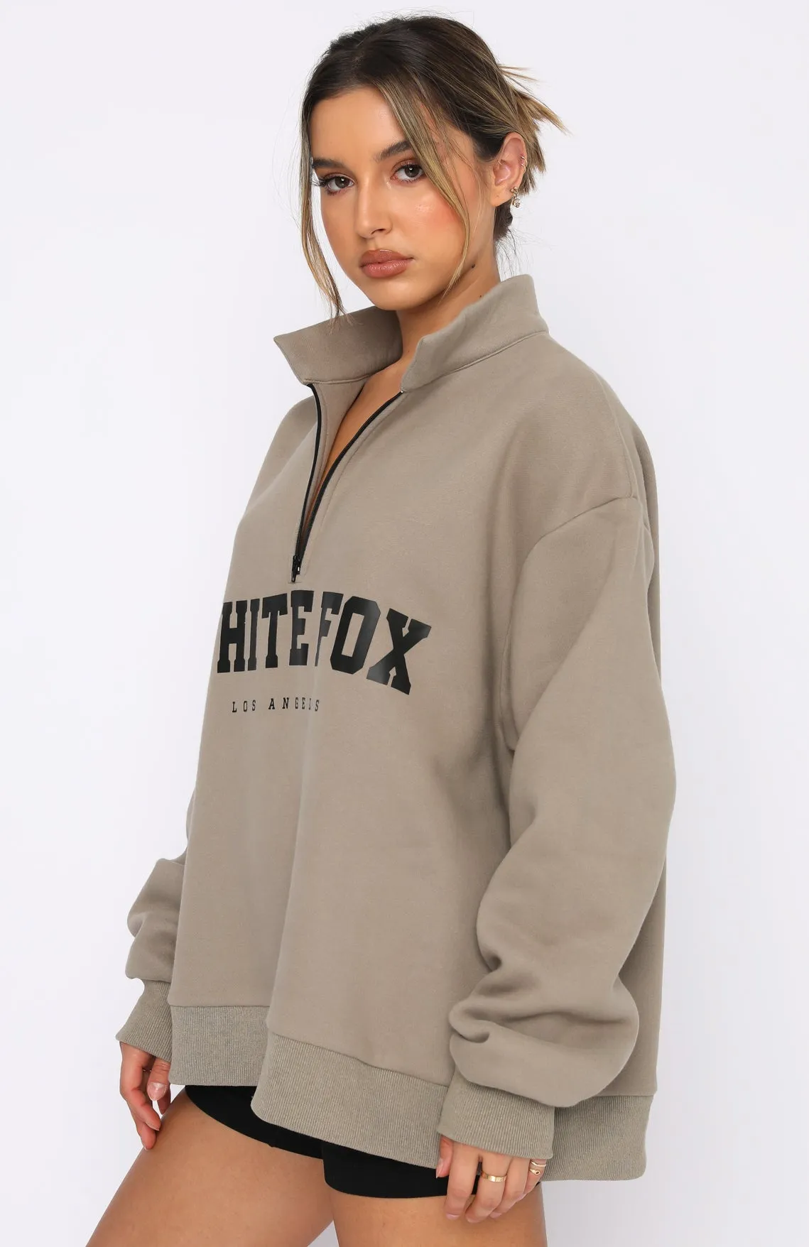 High Standard Zip Front Sweater Mocha sold by White Fox Boutique product image thumbnail 3
