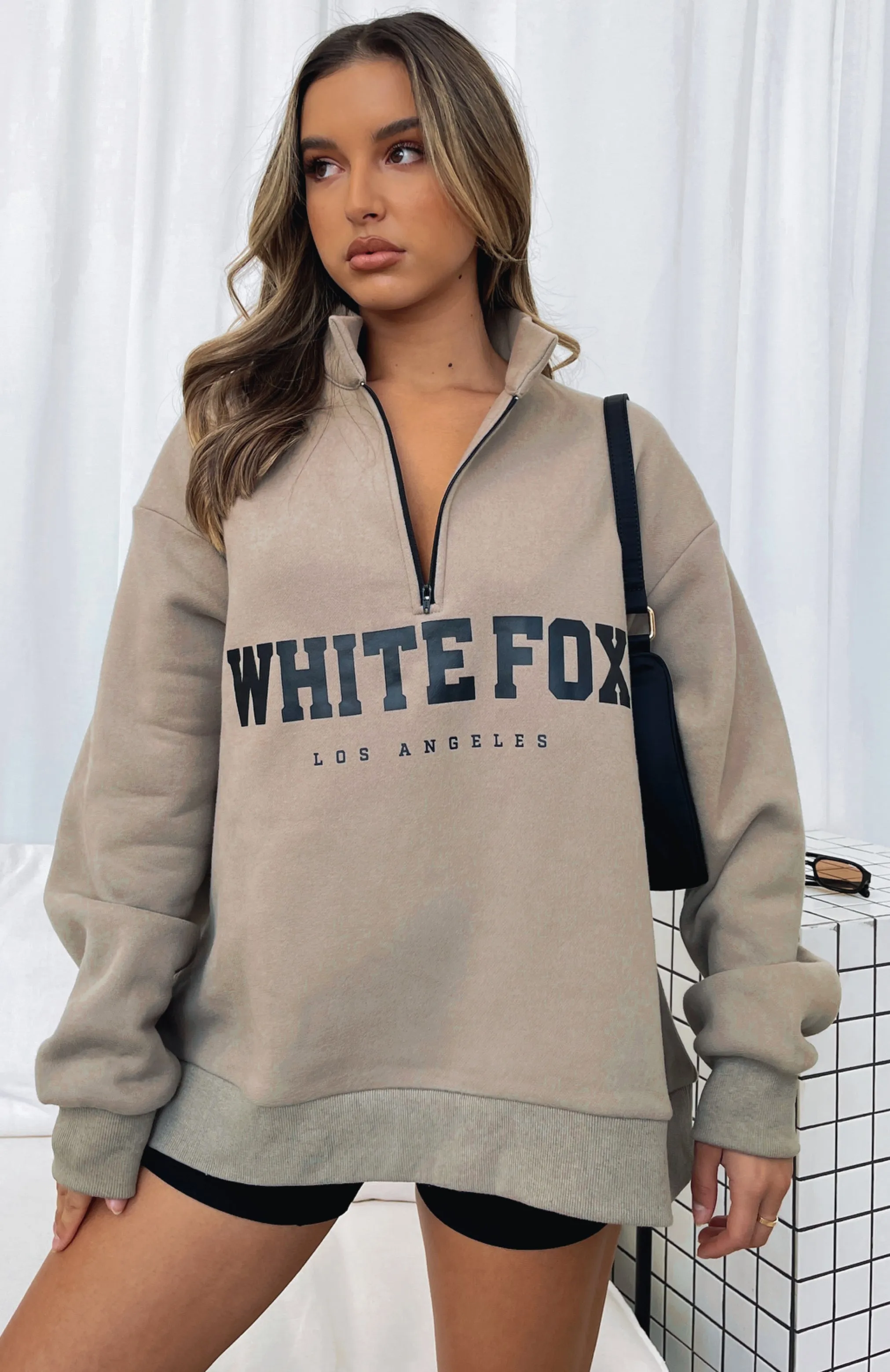 High Standard Zip Front Sweater Mocha sold by White Fox Boutique product image thumbnail 5