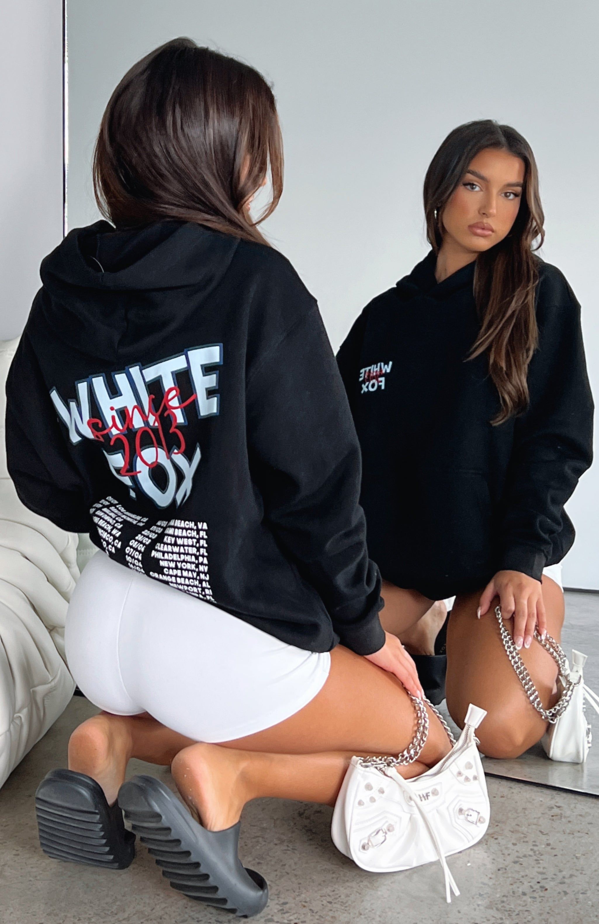 Around The World Oversized Hoodie Black sold by White Fox Boutique