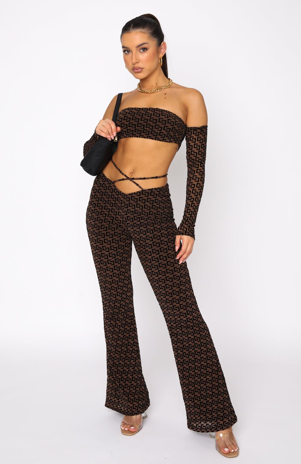 Over You Long Sleeve Crop Chocolate sold by White Fox Boutique product image thumbnail 5