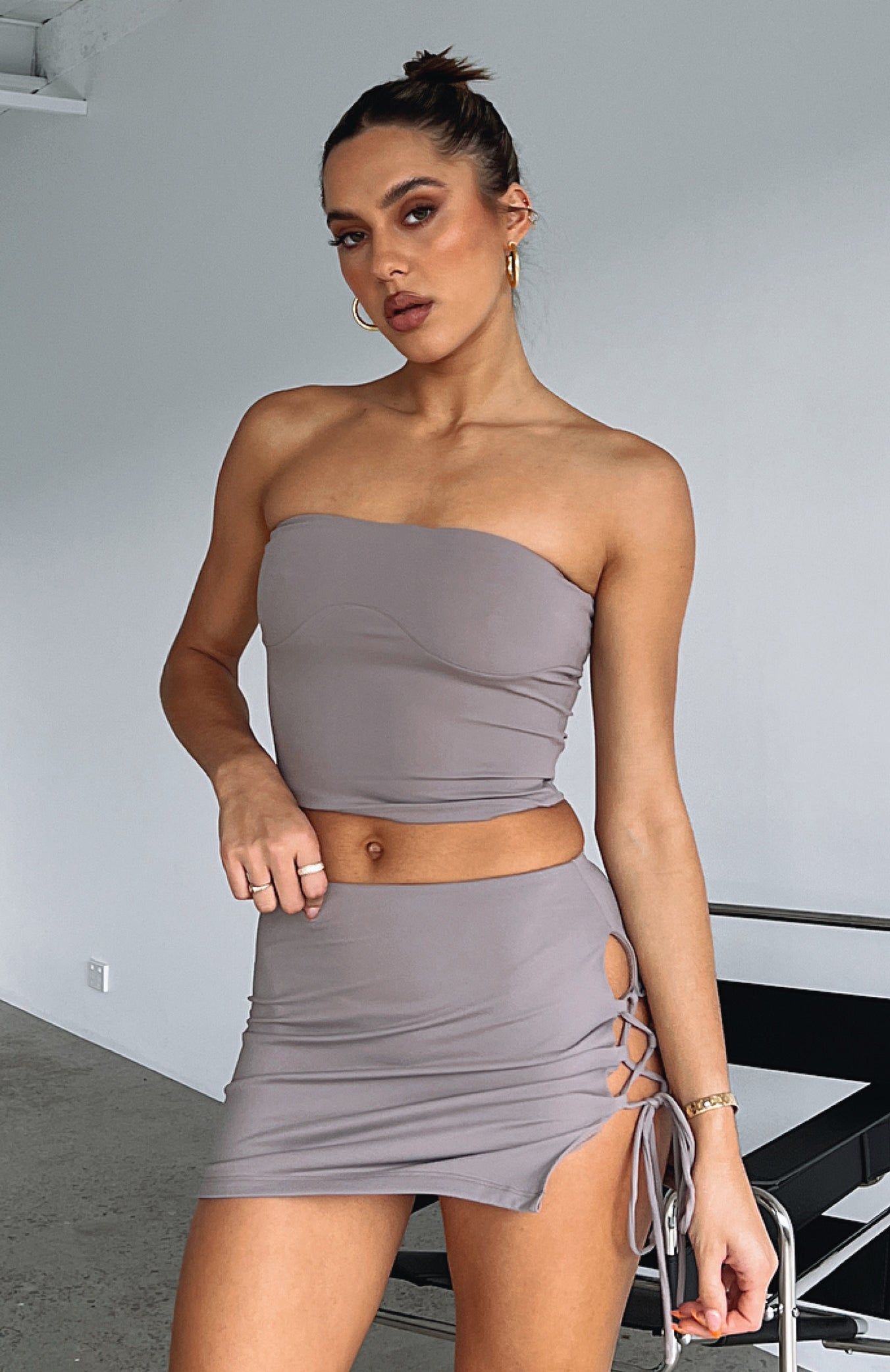 Flirty Mini Skirt Mocha sold by White Fox Boutique