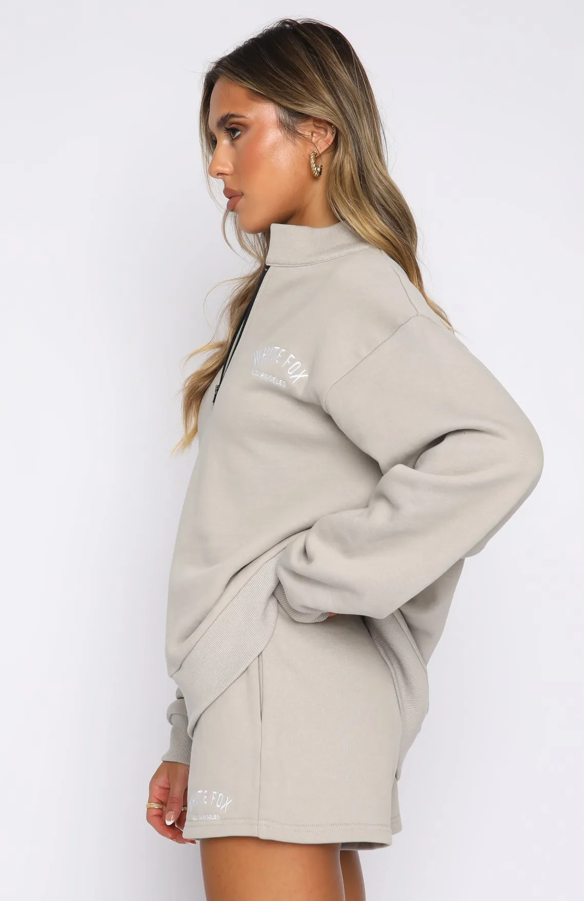 The Highest Demand Zip Front Sweater Taupe sold by White Fox Boutique product image thumbnail 3