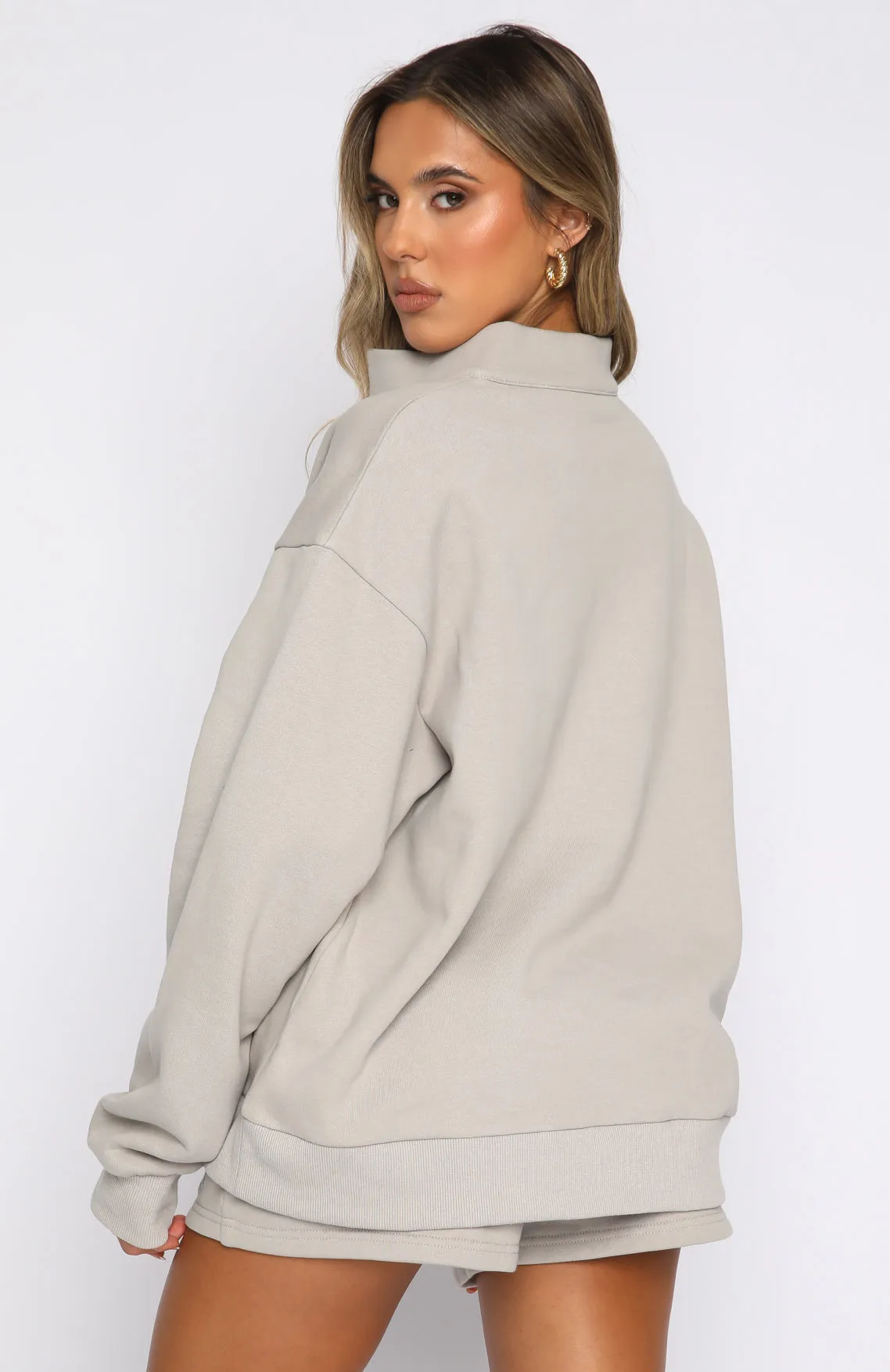 The Highest Demand Zip Front Sweater Taupe sold by White Fox Boutique product image thumbnail 4