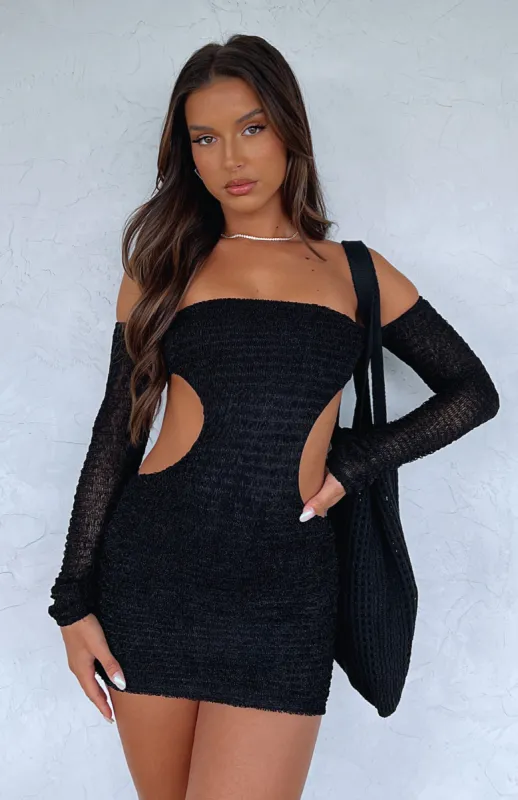 Summer's Over Long Sleeve Mini Dress Black sold by White Fox Boutique