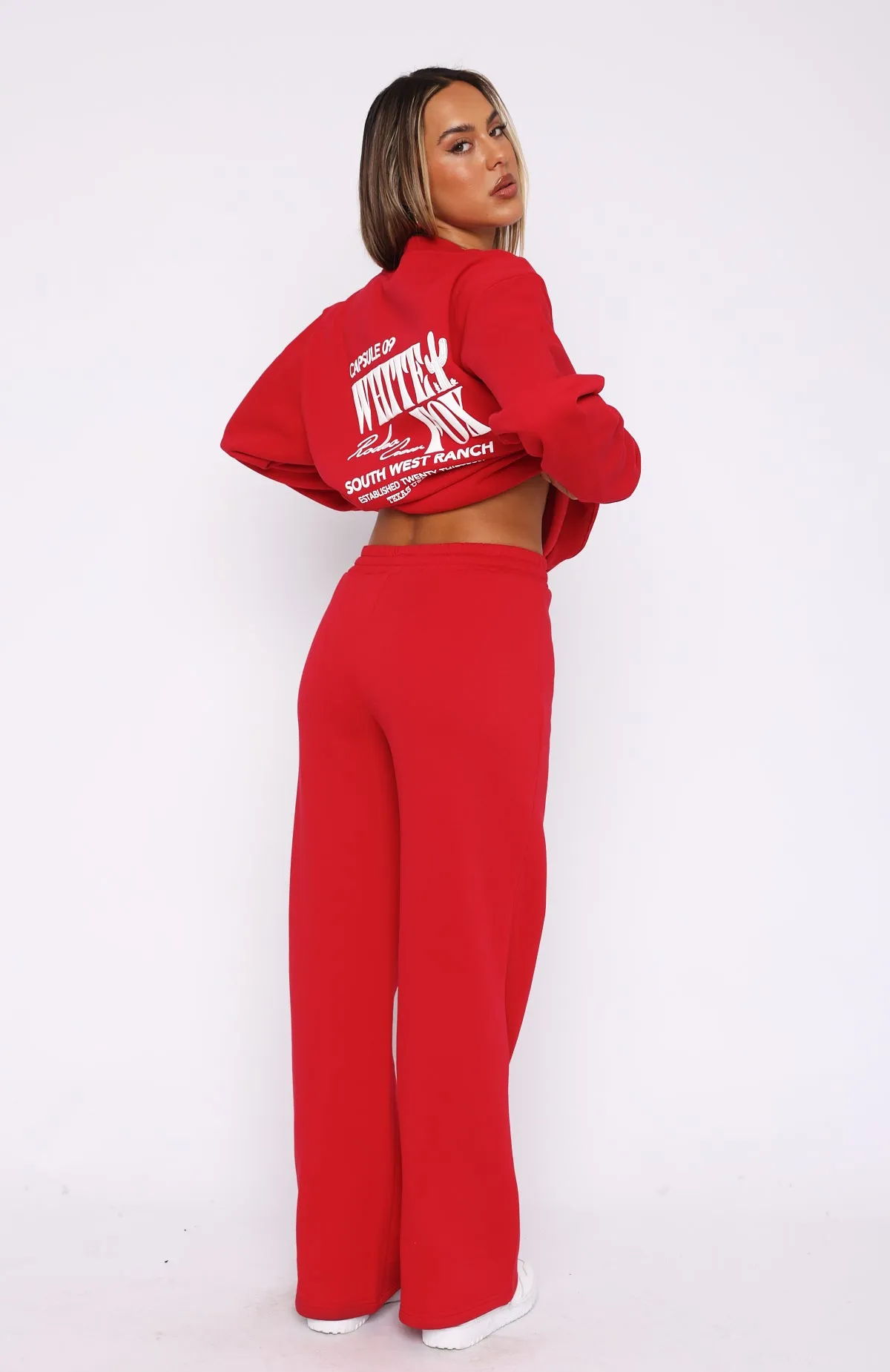 Capsule 9 Rodeo Crew Wide Leg Sweatpants Red sold by White Fox Boutique product image thumbnail 4