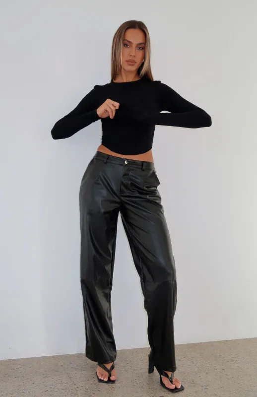 Catch My Vibe PU Pants Black sold by White Fox Boutique