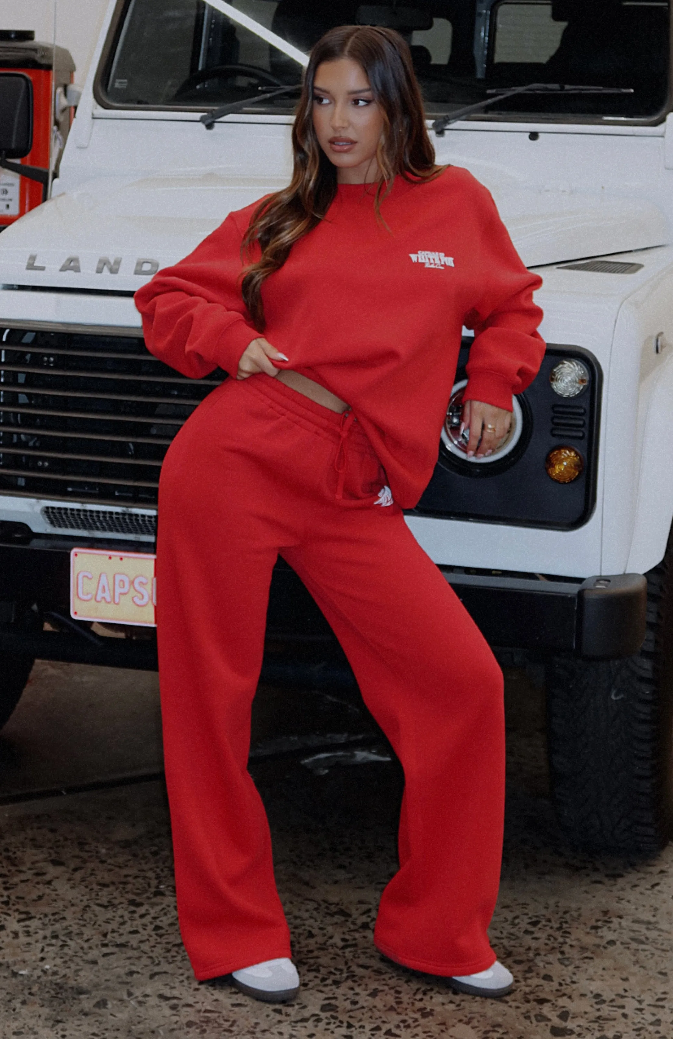 Capsule 9 Rodeo Crew Wide Leg Sweatpants Red sold by White Fox Boutique