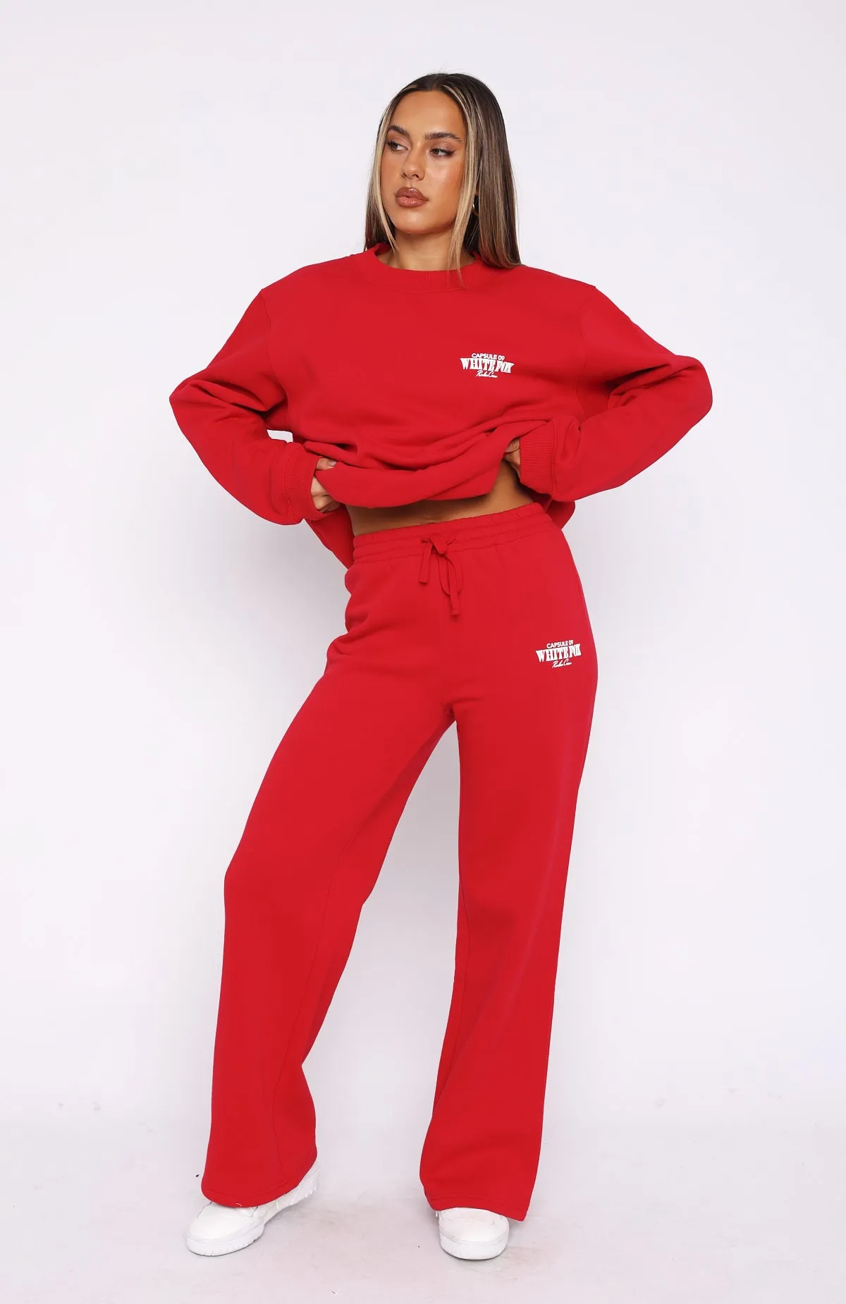 Capsule 9 Rodeo Crew Wide Leg Sweatpants Red sold by White Fox Boutique product image thumbnail 2