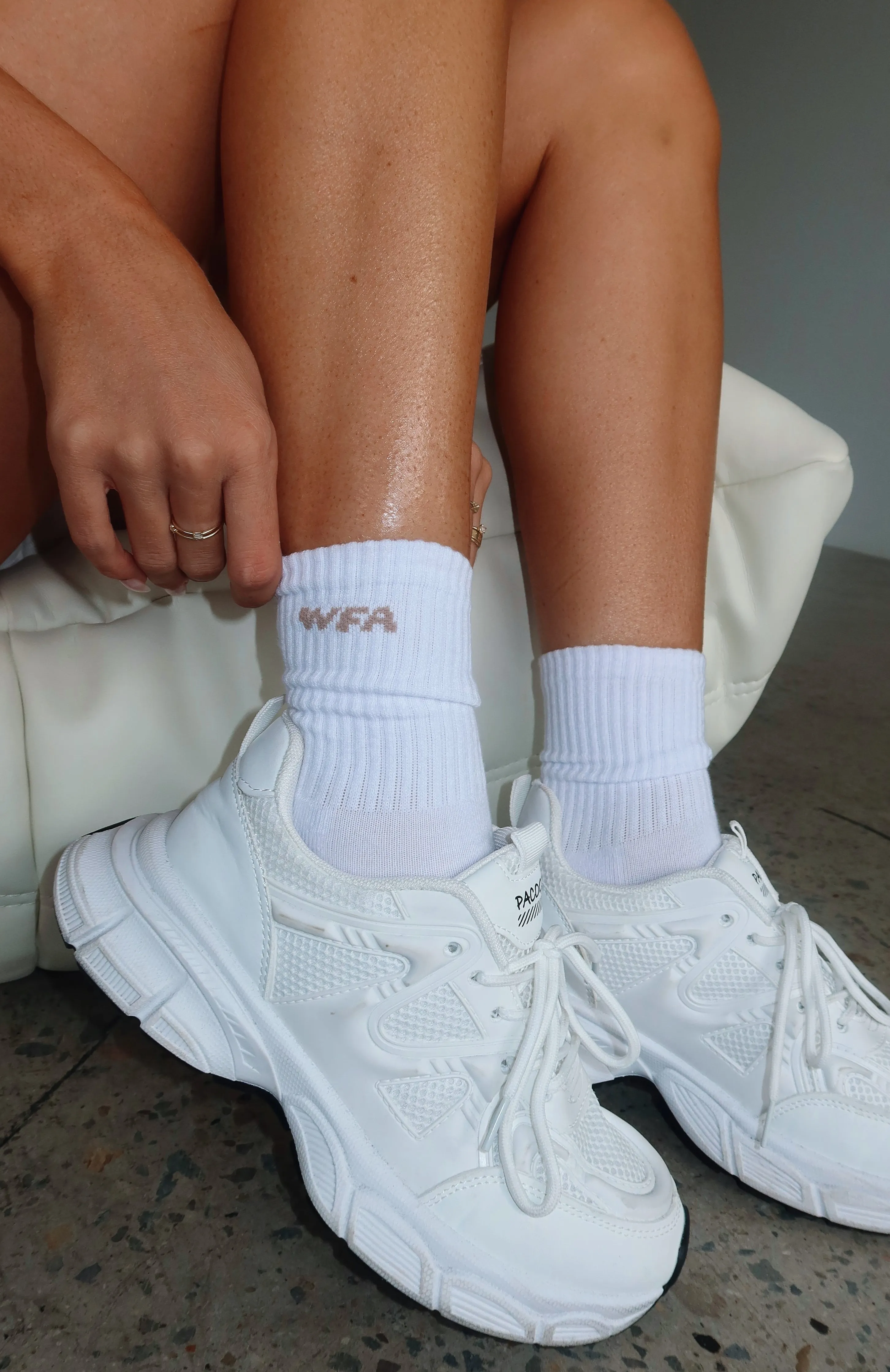 WFA Socks White/Taupe sold by White Fox Boutique
