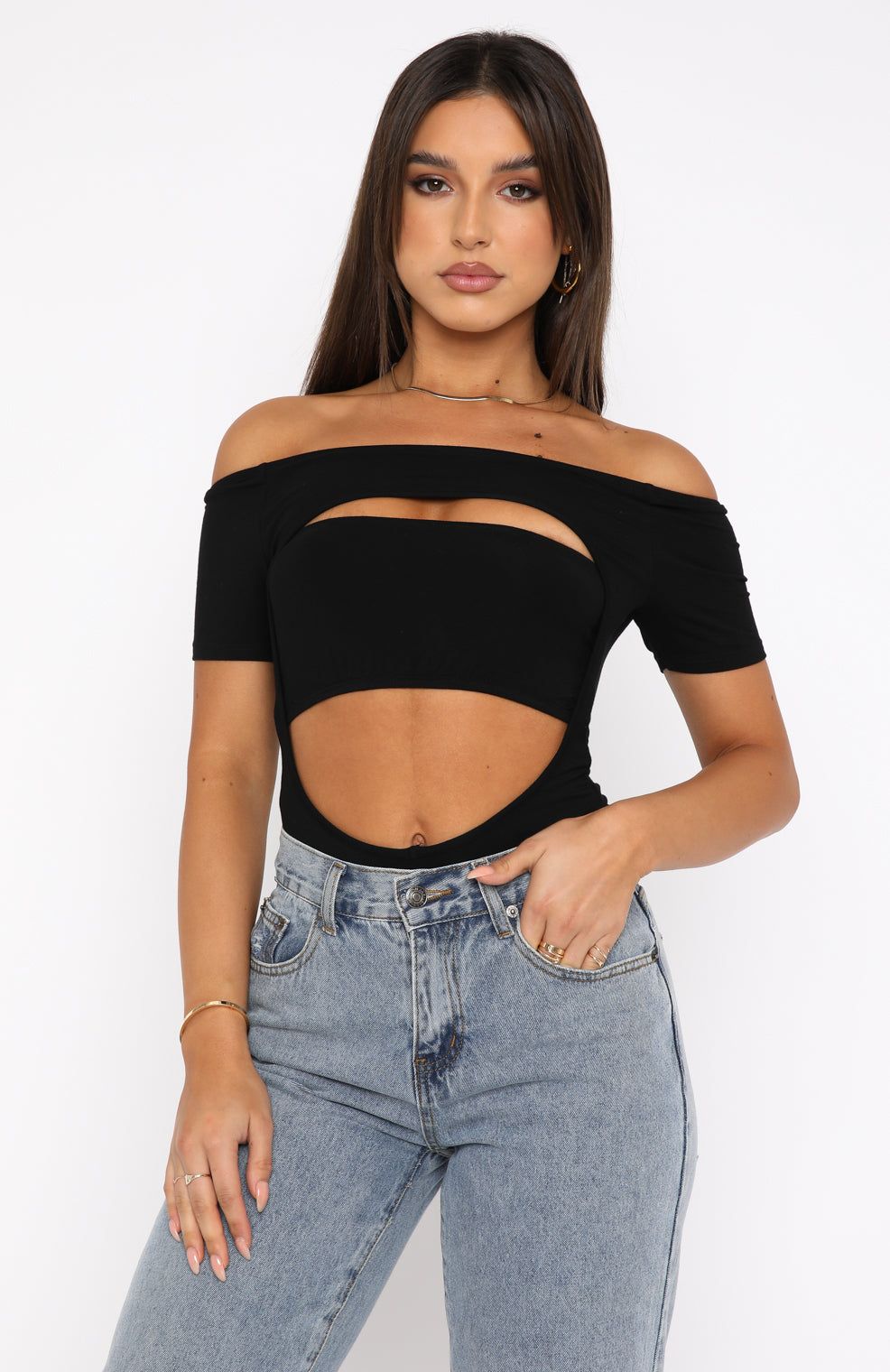 Fashion Club Bodysuit Black sold by White Fox Boutique product image thumbnail 4