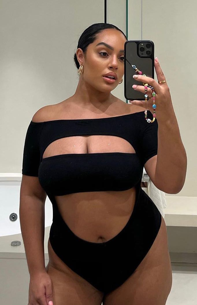 Fashion Club Bodysuit Black sold by White Fox Boutique