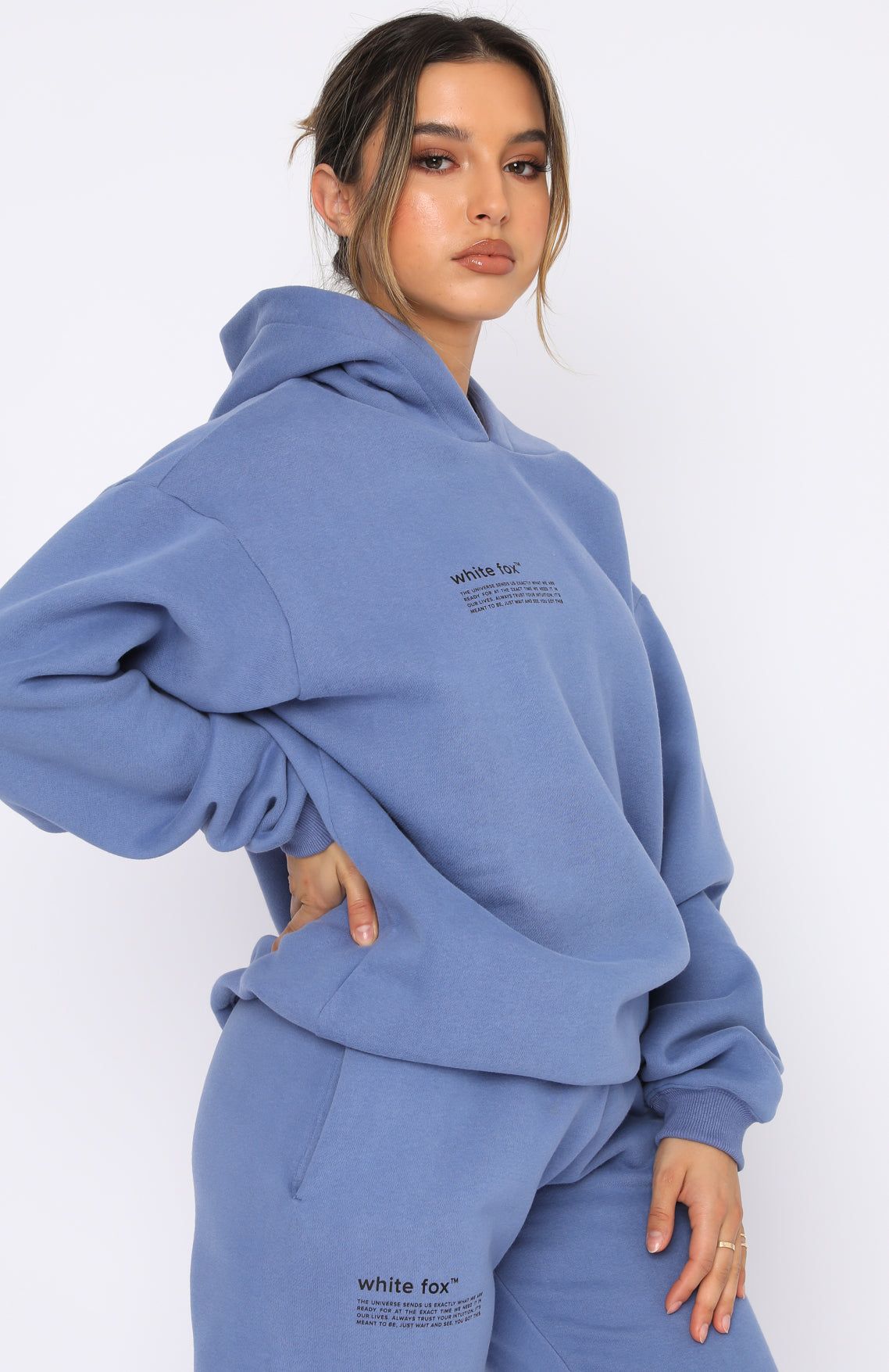 She's A Baddie Hoodie Dusk Blue sold by White Fox Boutique product image thumbnail 3