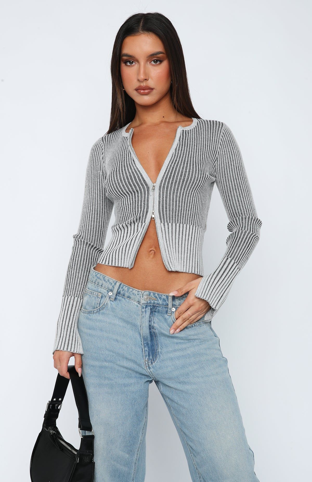 Moonlight Kiss Long Sleeve Top Charcoal sold by White Fox Boutique product image thumbnail 2