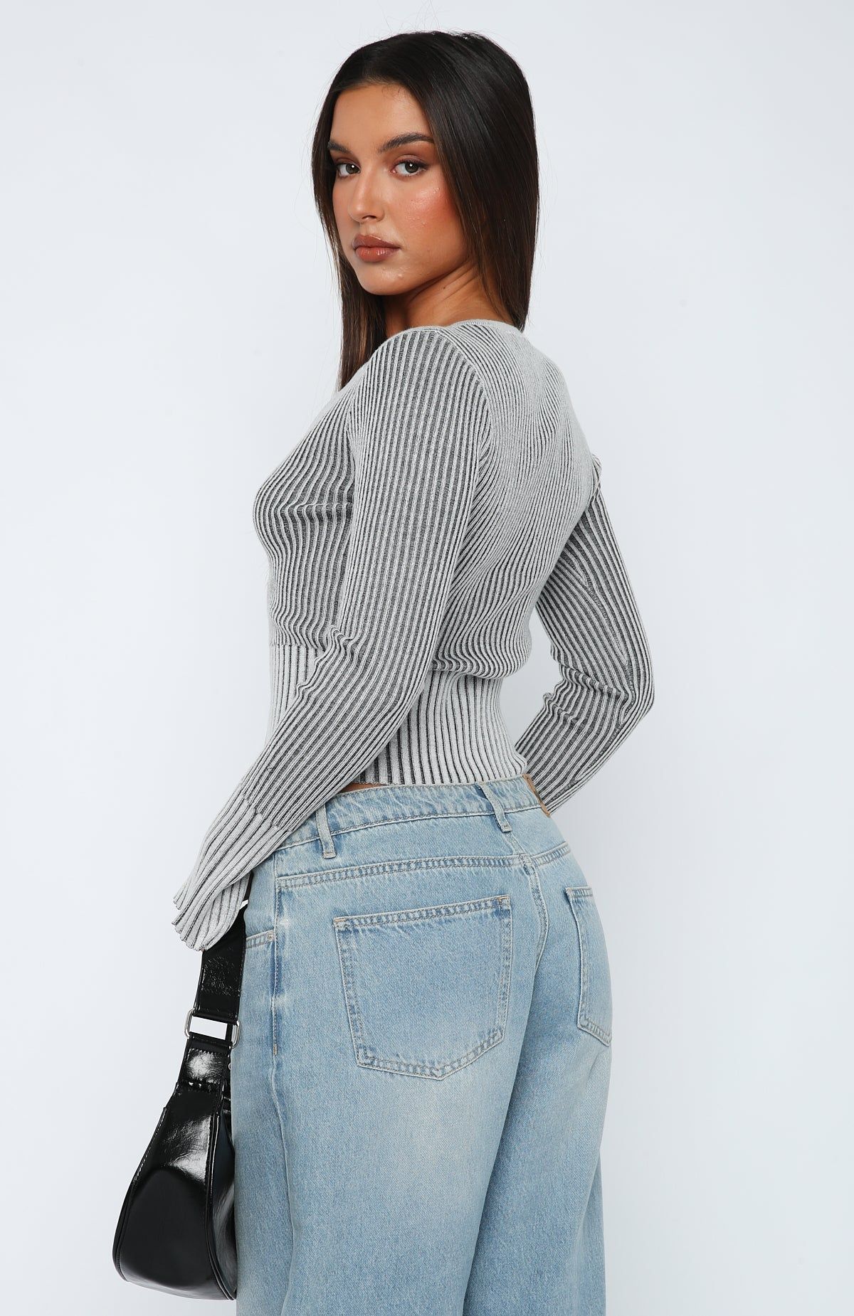 Moonlight Kiss Long Sleeve Top Charcoal sold by White Fox Boutique product image thumbnail 4