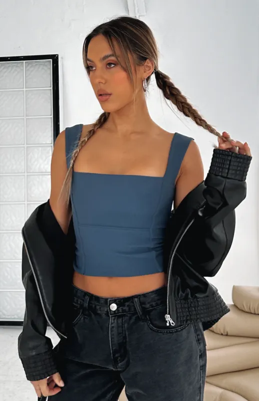 Shift The Focus Top Navy sold by White Fox Boutique