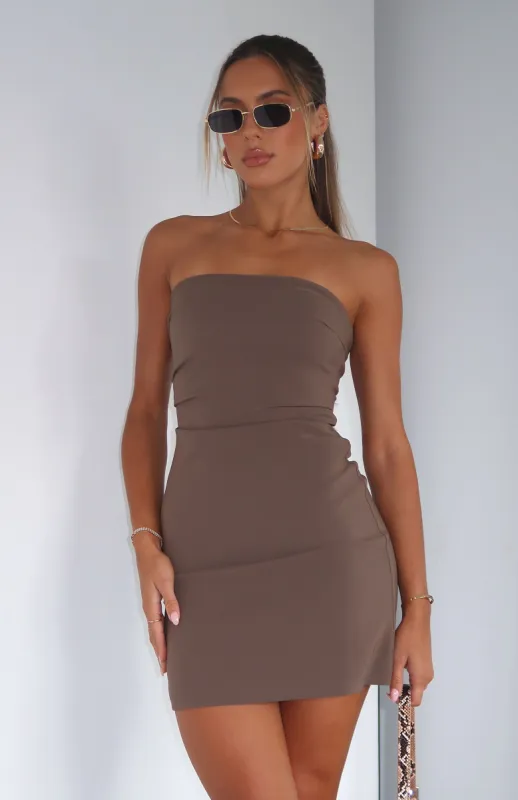 Fool Me Once Strapless Mini Dress Mocha sold by White Fox Boutique