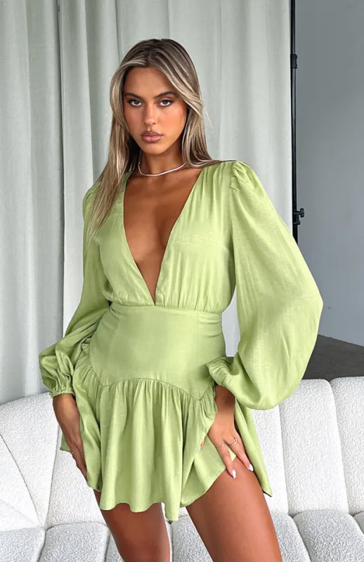 True To You Long Sleeve Mini Dress Matcha sold by White Fox Boutique