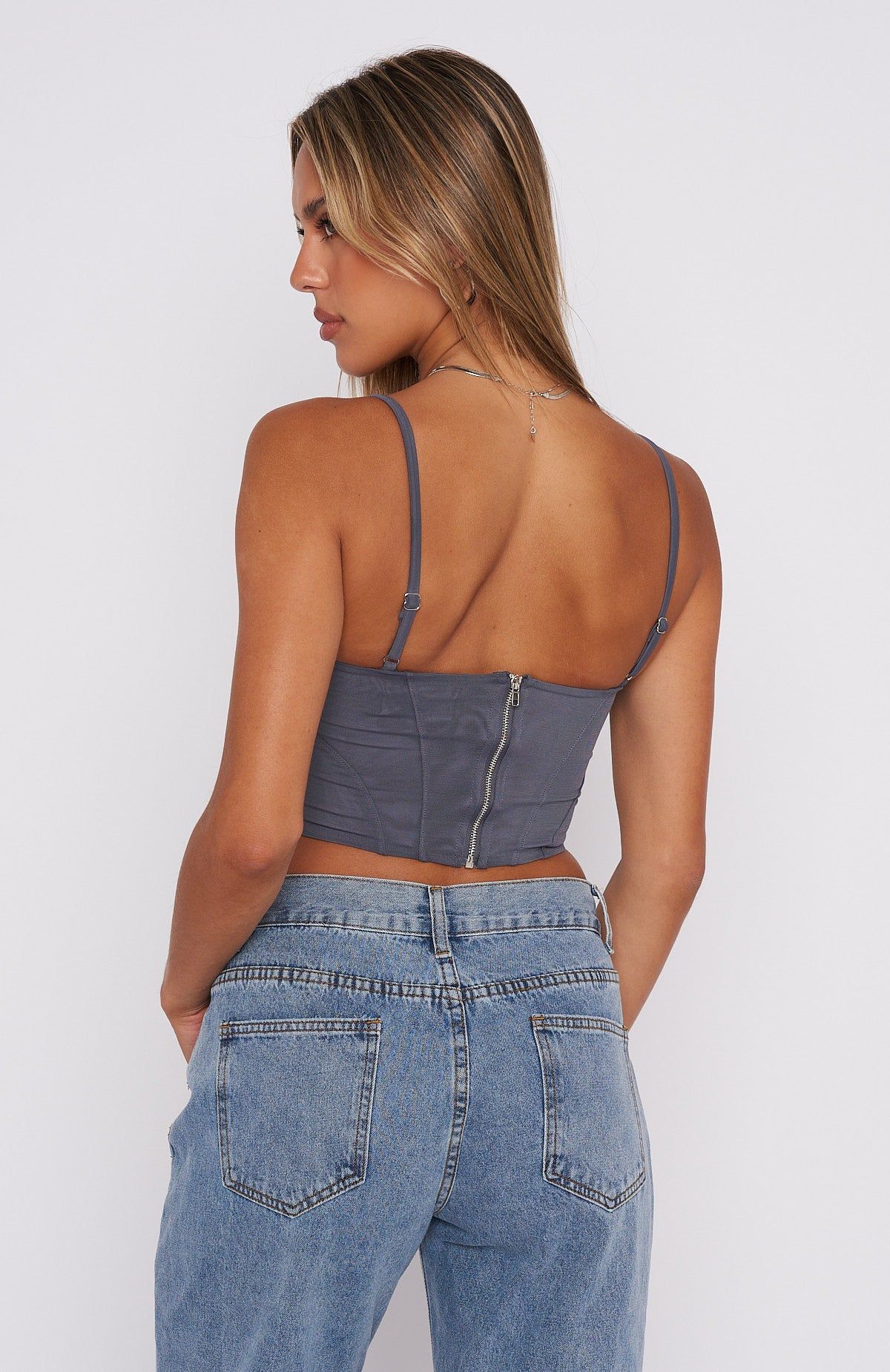 Best I Ever Had Mesh Bustier Steel sold by White Fox Boutique product image thumbnail 4