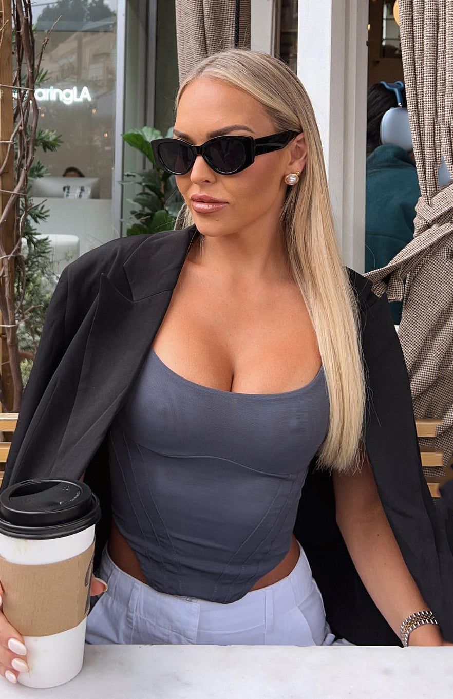 Best I Ever Had Mesh Bustier Steel sold by White Fox Boutique