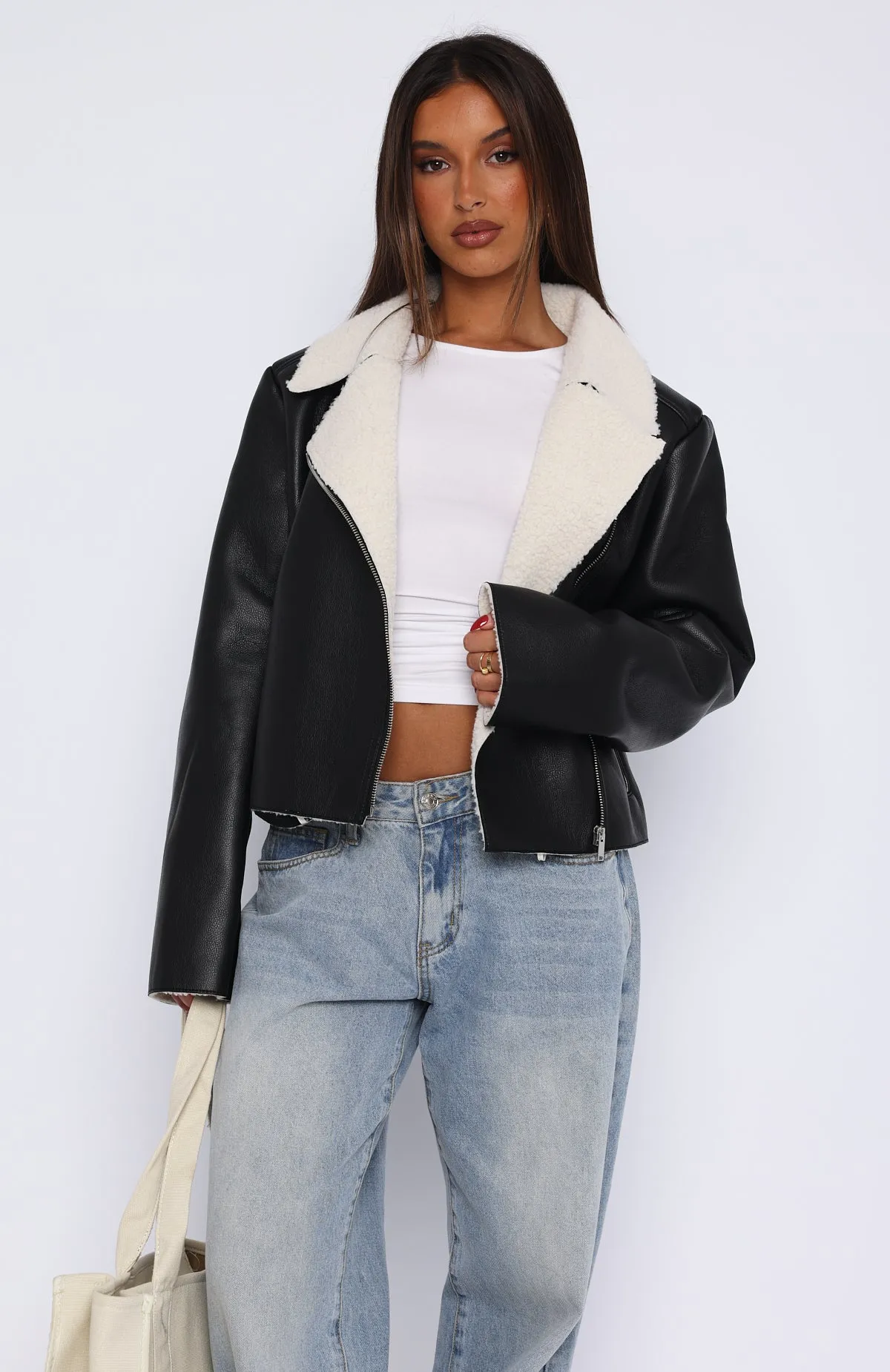 Stand By Me PU Jacket Black sold by White Fox Boutique product image thumbnail 2