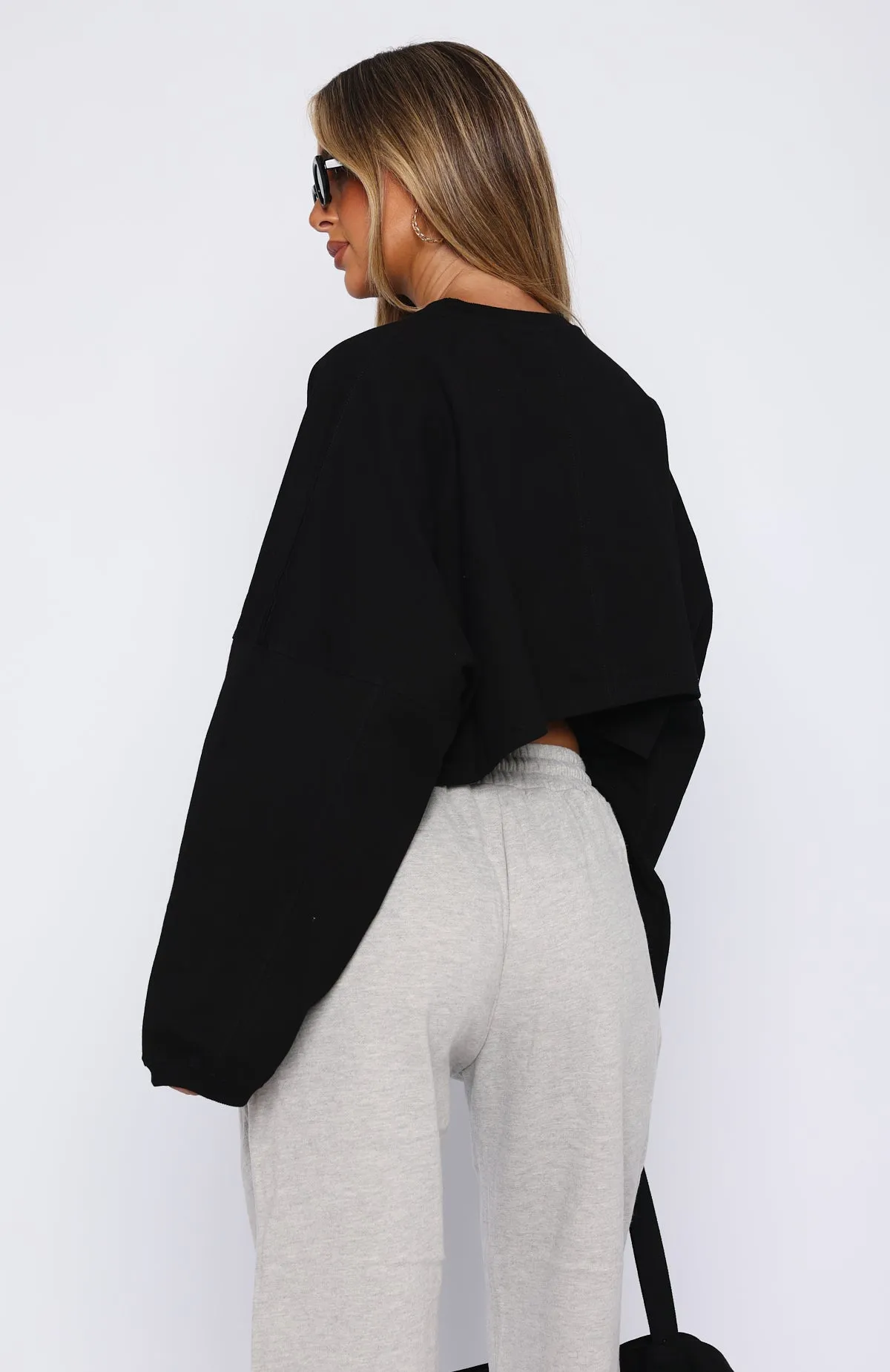 Don't Bother Me Long Sleeve Crop Black sold by White Fox Boutique product image thumbnail 4