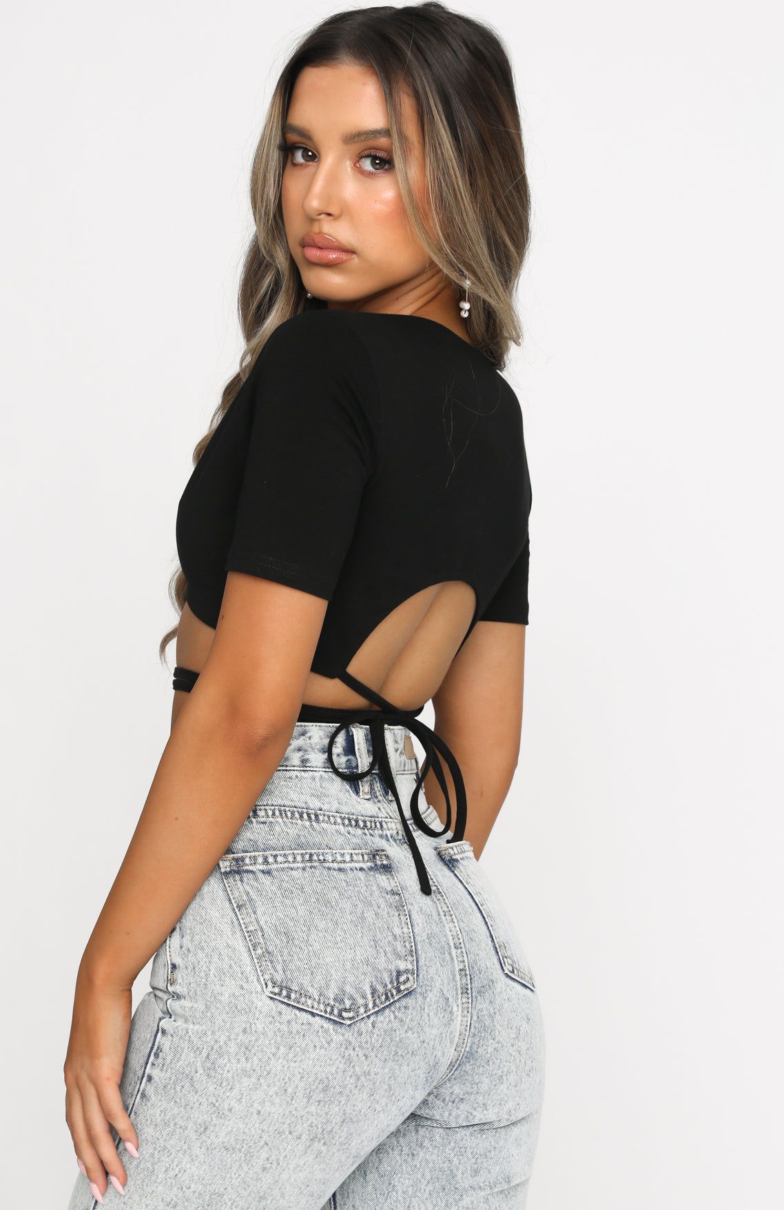 Forget You Crop Black sold by White Fox Boutique product image thumbnail 5