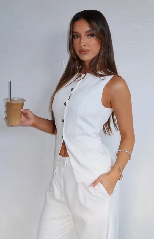 At The Races Vest Top White sold by White Fox Boutique