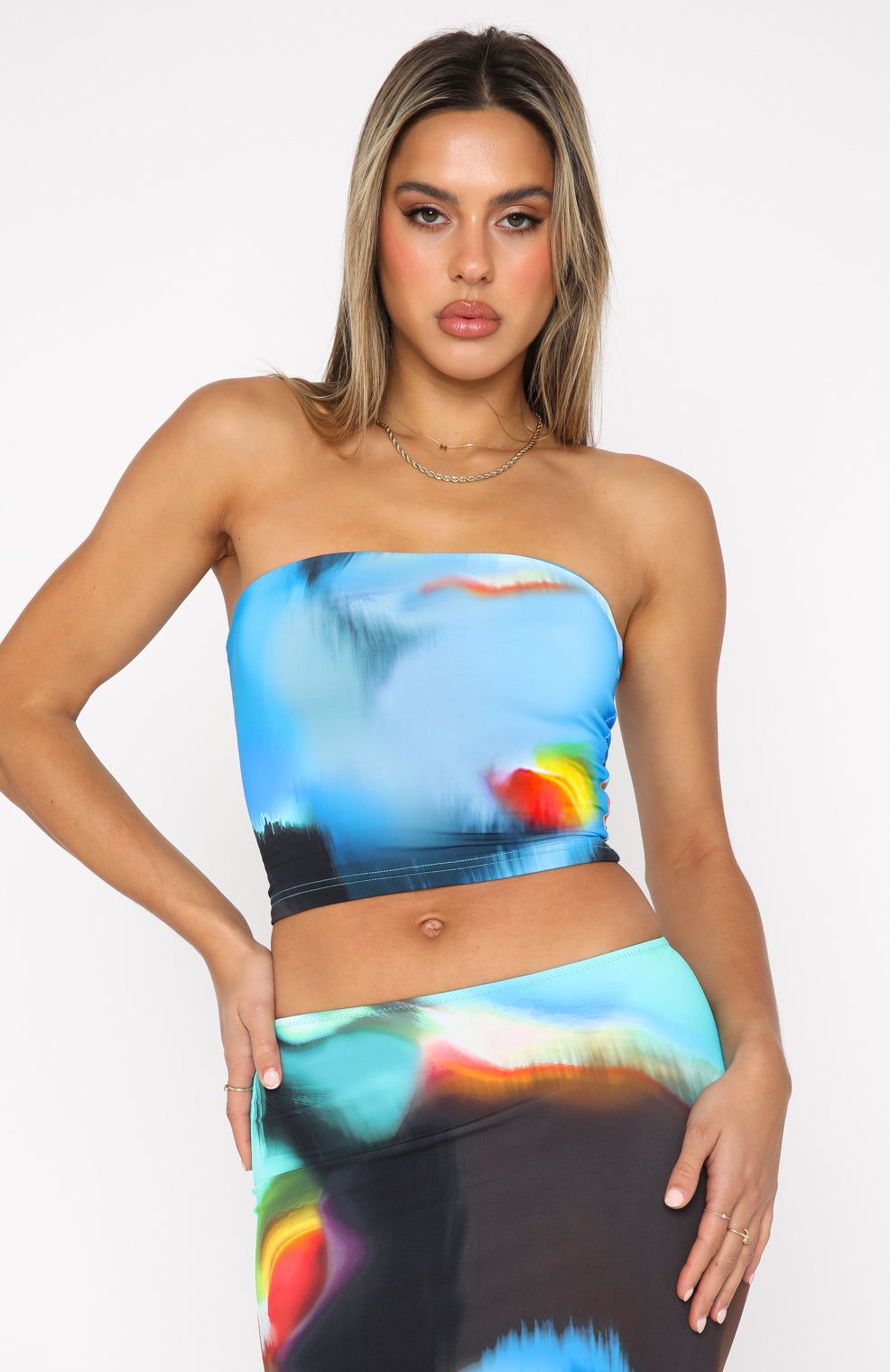 Spark The Night Strapless Crop Ice Aura sold by White Fox Boutique product image thumbnail 2