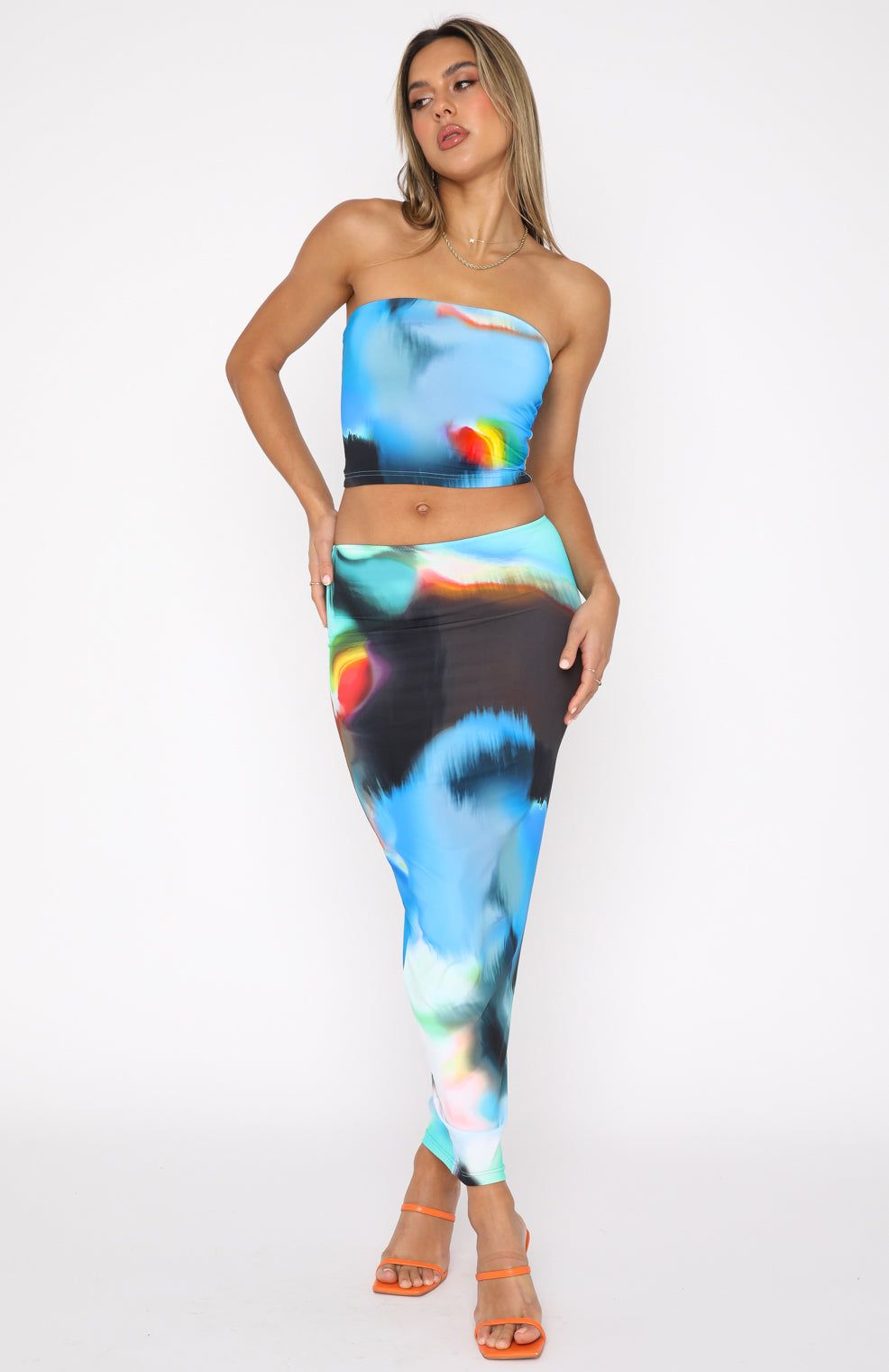 Spark The Night Strapless Crop Ice Aura sold by White Fox Boutique product image thumbnail 5