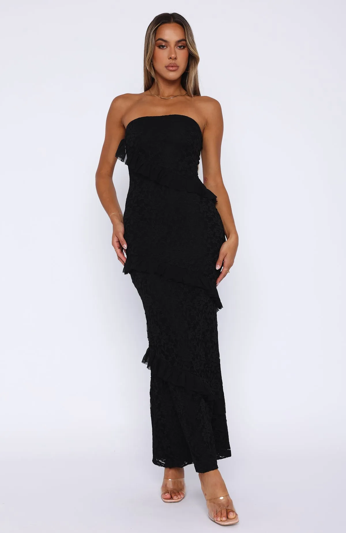 She's A Masterpiece Lace Maxi Dress Black sold by White Fox Boutique product image thumbnail 2