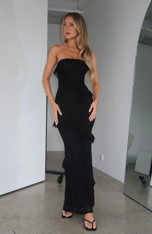 She's A Masterpiece Lace Maxi Dress Black sold by White Fox Boutique