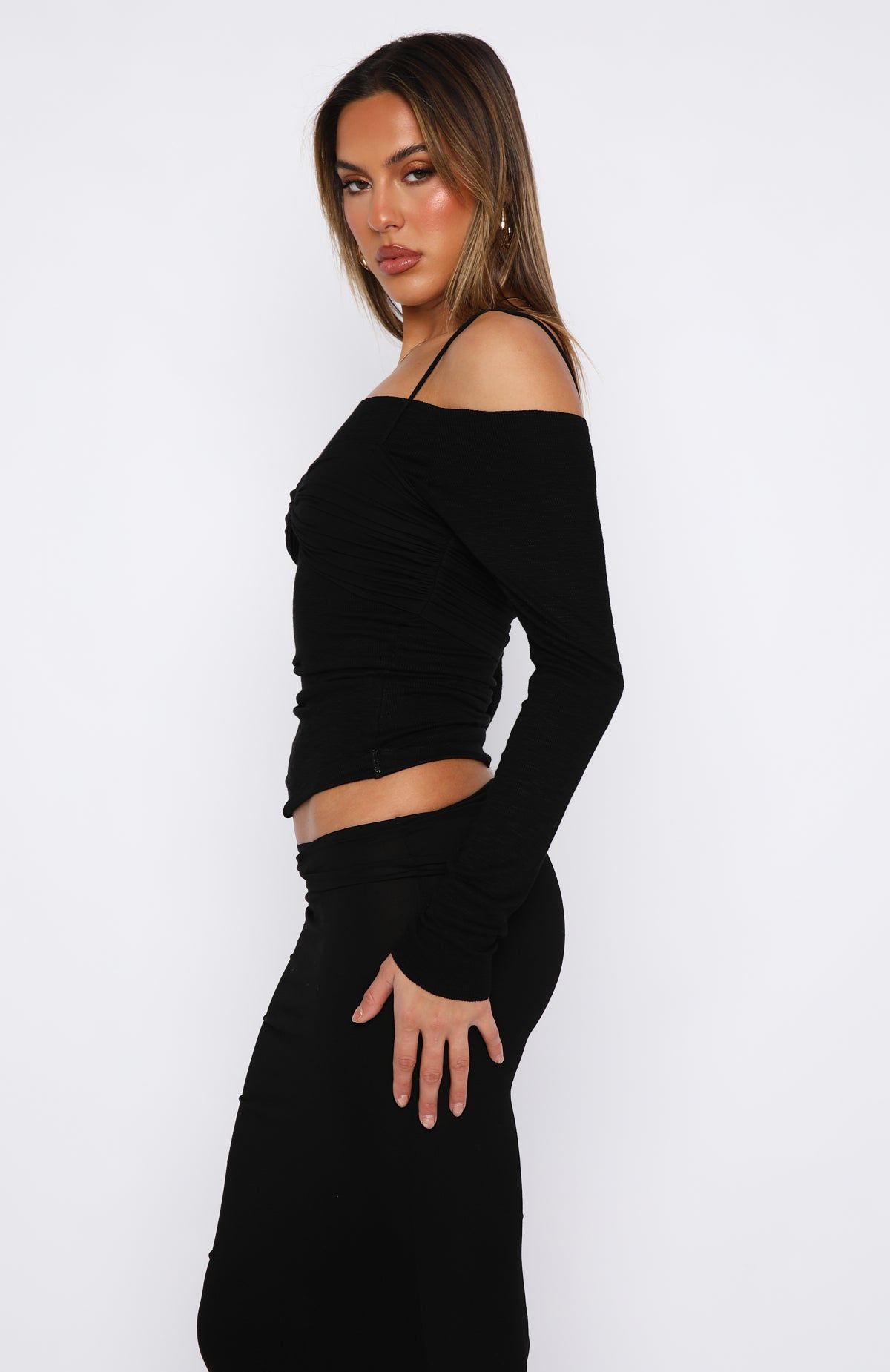 Those Eyes Long Sleeve Top Black sold by White Fox Boutique product image thumbnail 3