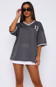 Moves To Make Oversized Sports Tee Charcoal sold by White Fox Boutique