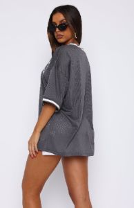 Moves To Make Oversized Sports Tee Charcoal sold by White Fox Boutique
