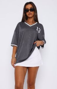 Moves To Make Oversized Sports Tee Charcoal sold by White Fox Boutique