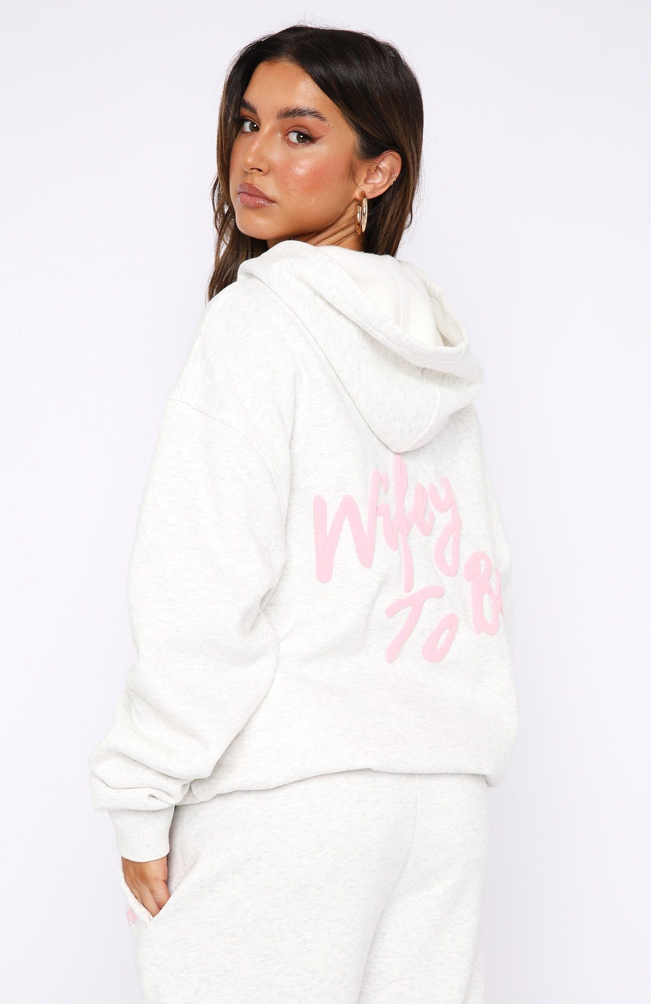 Wifey To Be Oversized Hoodie Grey Marle sold by White Fox Boutique product image thumbnail 3