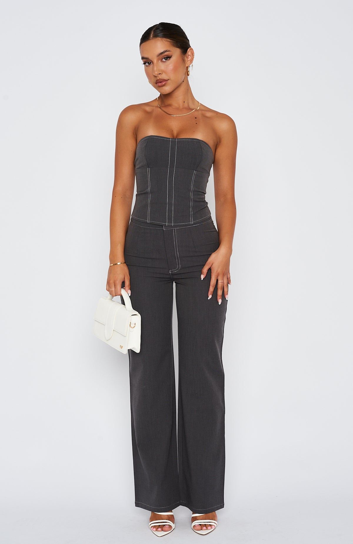 Don't Waste My Time Pants Charcoal sold by White Fox Boutique product image thumbnail 2