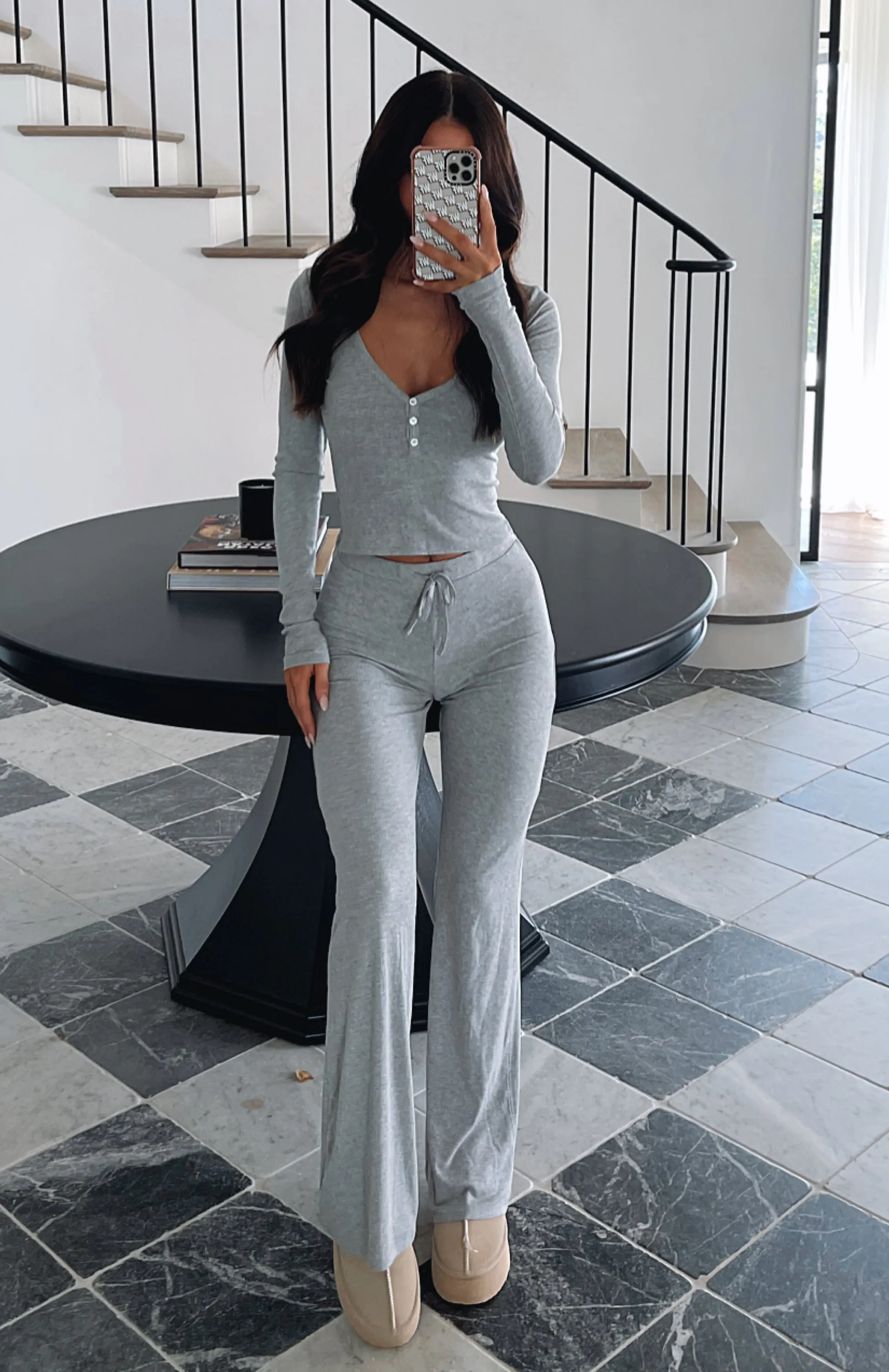 Don't Wake Me Up Pyjama Set Grey Marle sold by White Fox Boutique