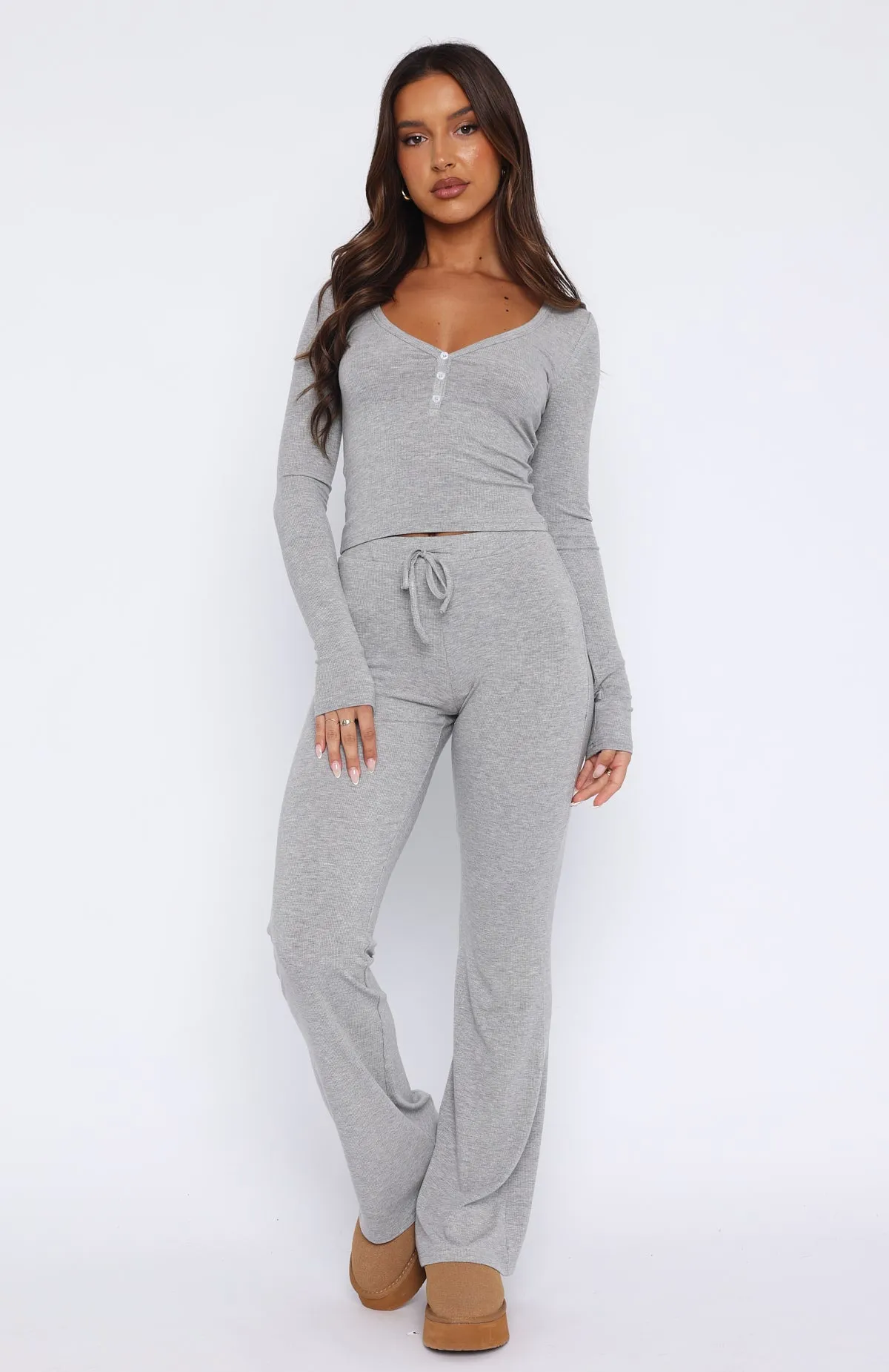 Don't Wake Me Up Pyjama Set Grey Marle sold by White Fox Boutique product image thumbnail 2