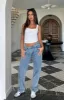 Fashion Society Mid Rise Straight Leg Jeans Blue Wash sold by White Fox Boutique