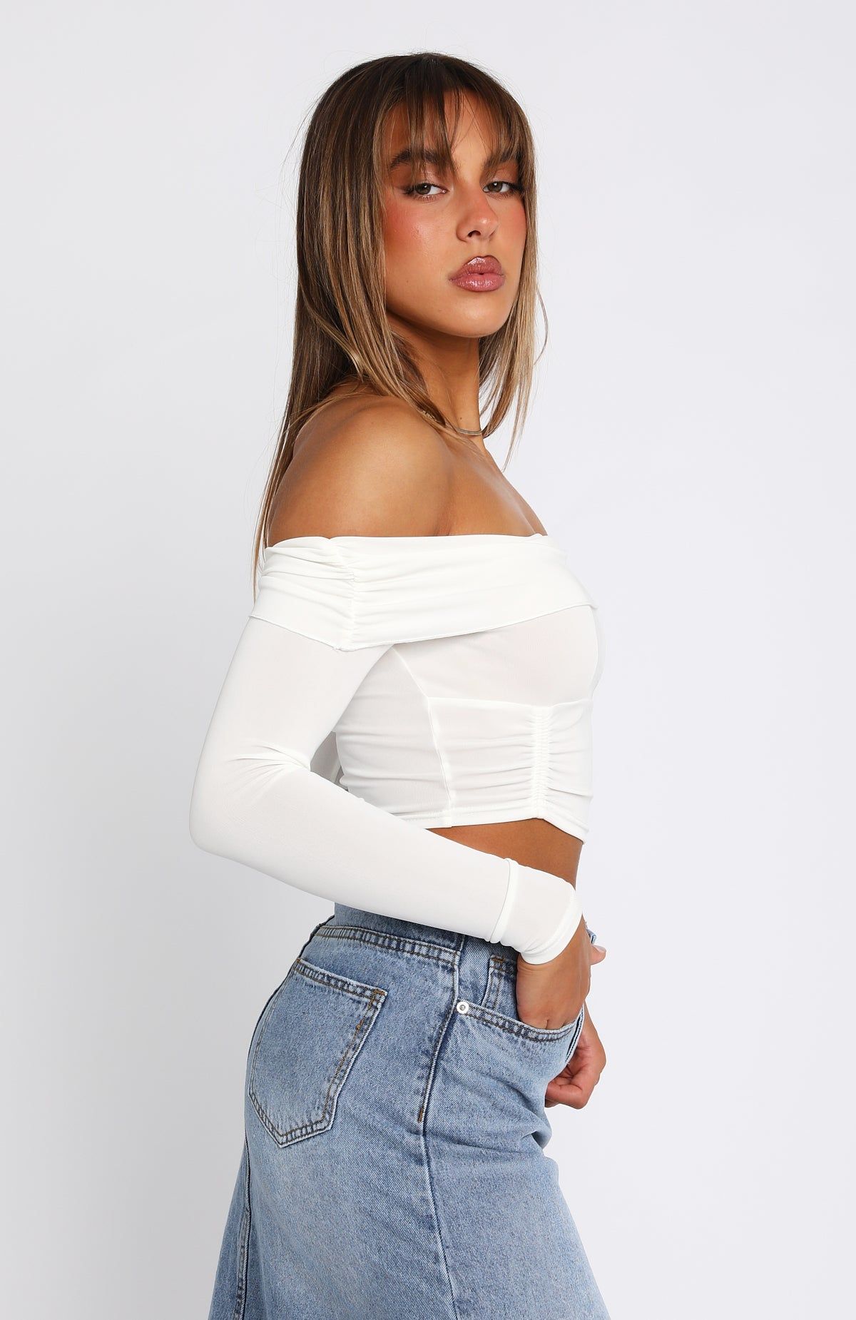 Not Alone Long Sleeve Crop White sold by White Fox Boutique product image thumbnail 4