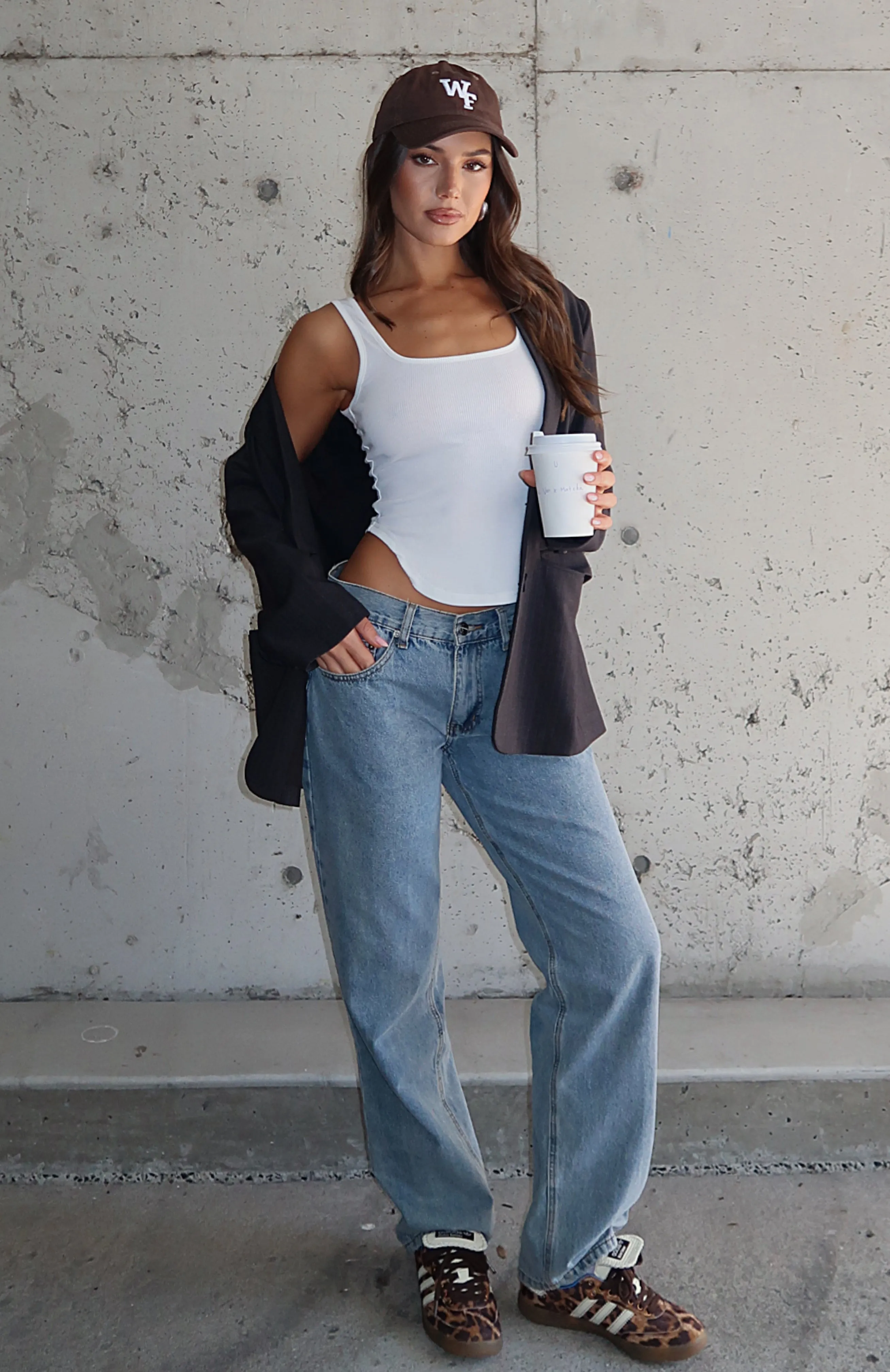 Fashion Society Mid Rise Straight Leg Jeans Blue Wash sold by White Fox Boutique