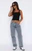 Fashion Society Mid Rise Straight Leg Jeans Blue Wash sold by White Fox Boutique