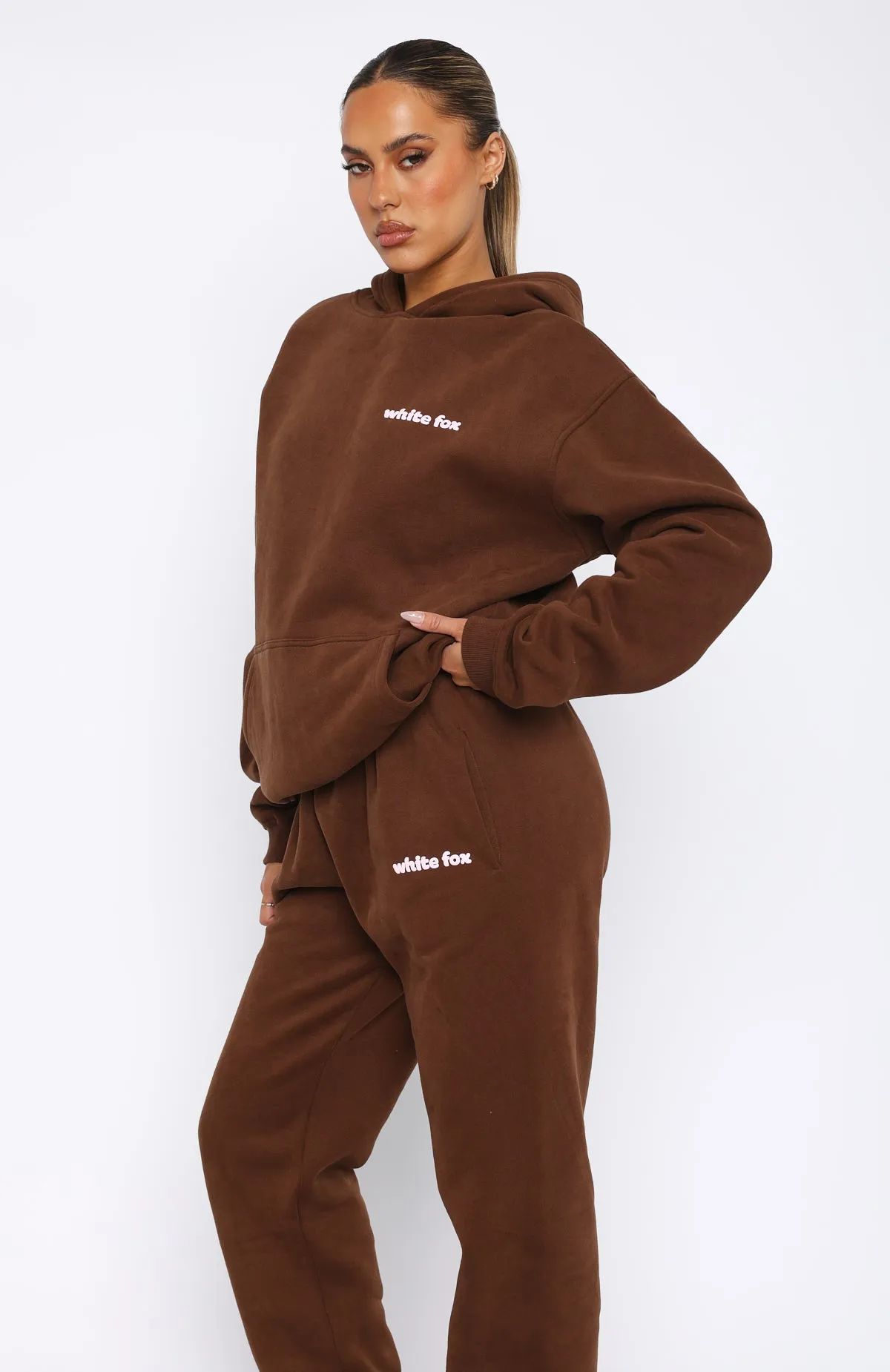 White Fox World Oversized Hoodie Chocolate sold by White Fox Boutique product image thumbnail 3