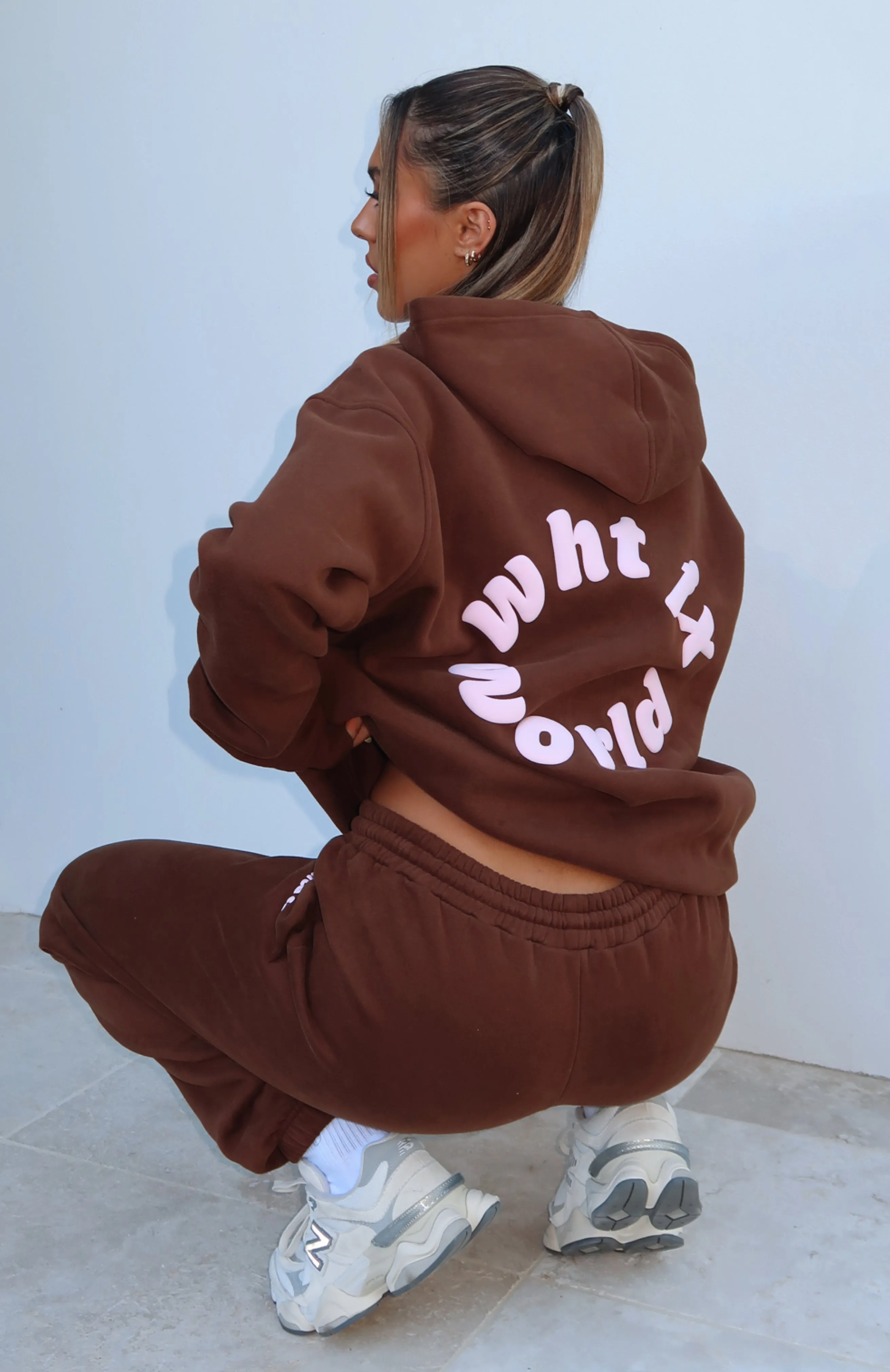 White Fox World Oversized Hoodie Chocolate sold by White Fox Boutique