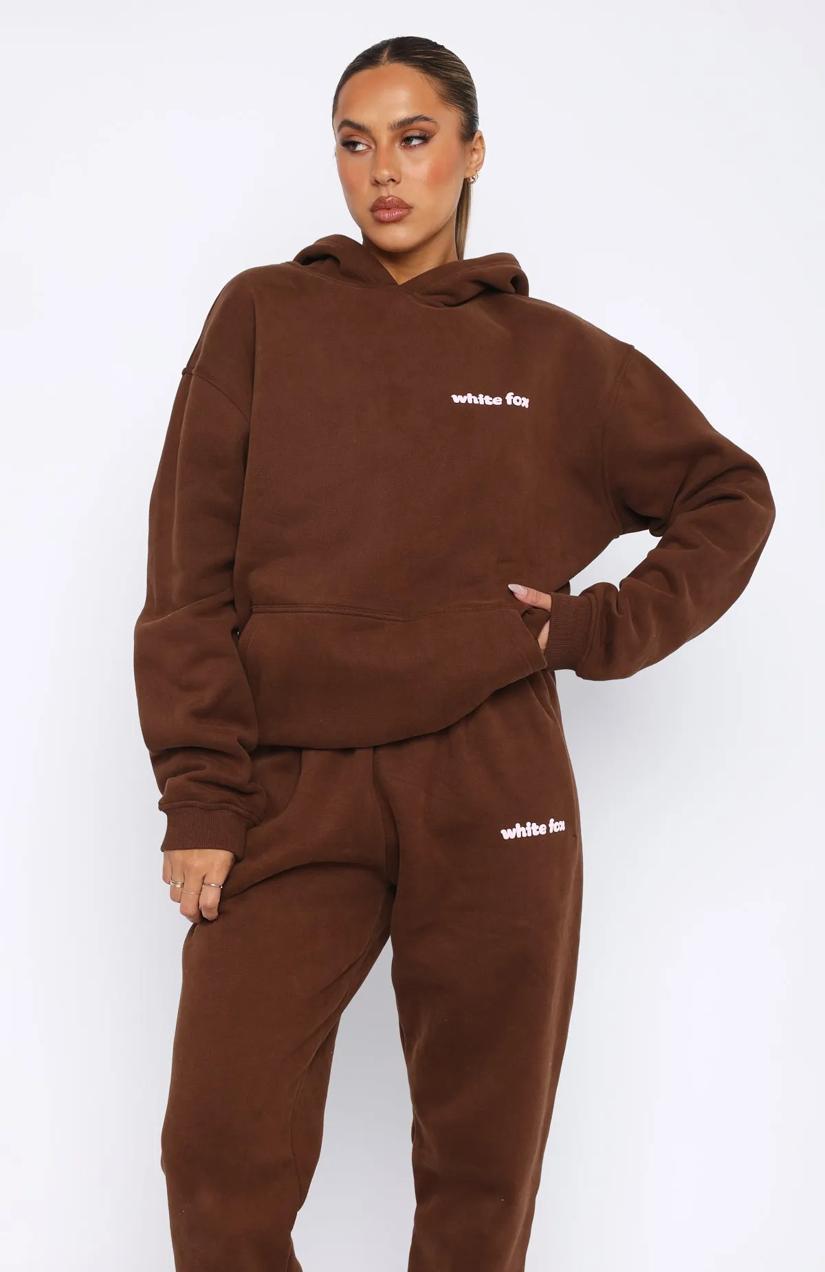 White Fox World Oversized Hoodie Chocolate sold by White Fox Boutique product image thumbnail 2