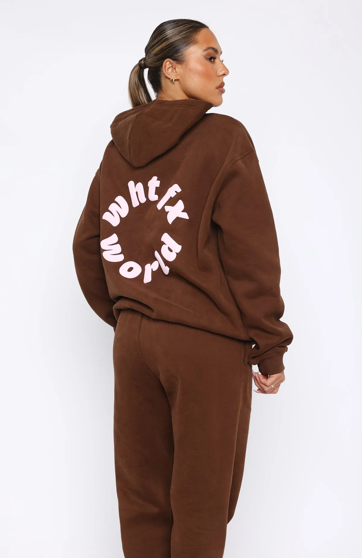 White Fox World Oversized Hoodie Chocolate sold by White Fox Boutique product image thumbnail 4