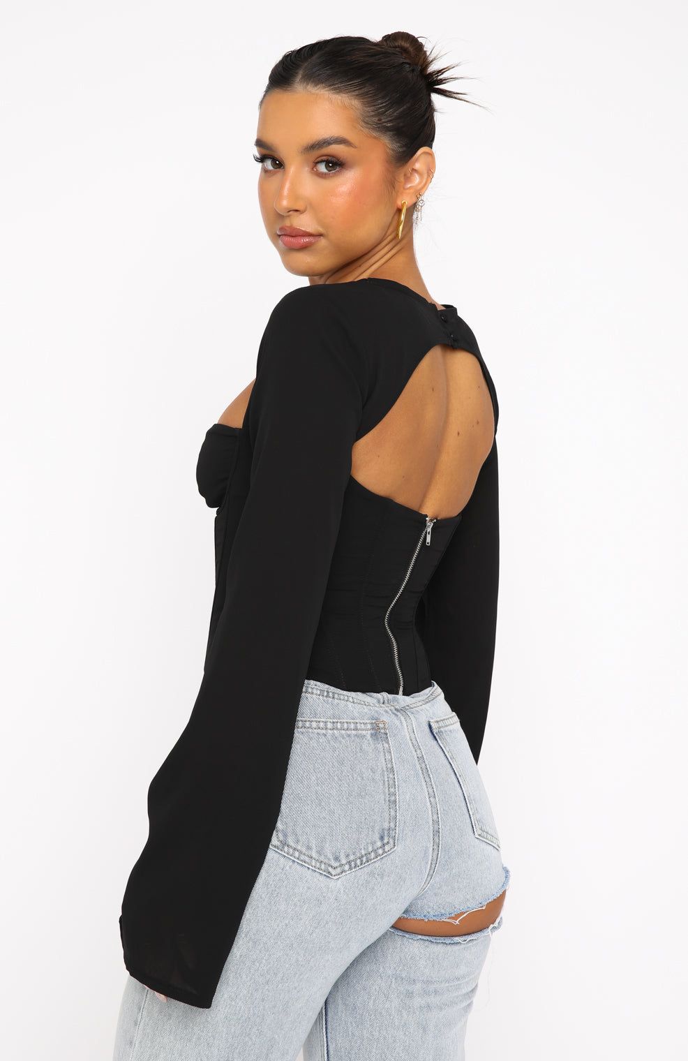 Meet Me Out Long Sleeve Bustier Black sold by White Fox Boutique product image thumbnail 4
