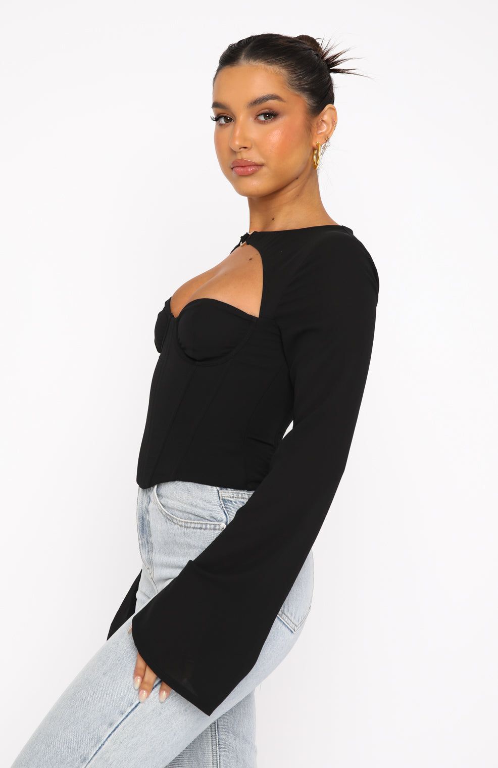 Meet Me Out Long Sleeve Bustier Black sold by White Fox Boutique product image thumbnail 3