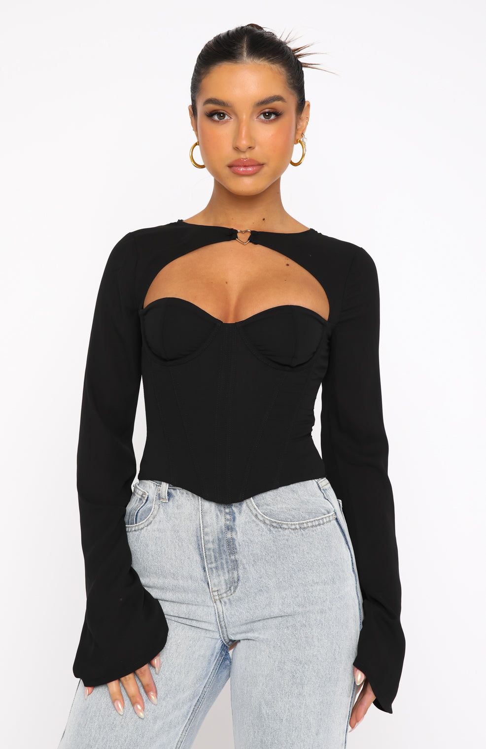 Meet Me Out Long Sleeve Bustier Black sold by White Fox Boutique product image thumbnail 2